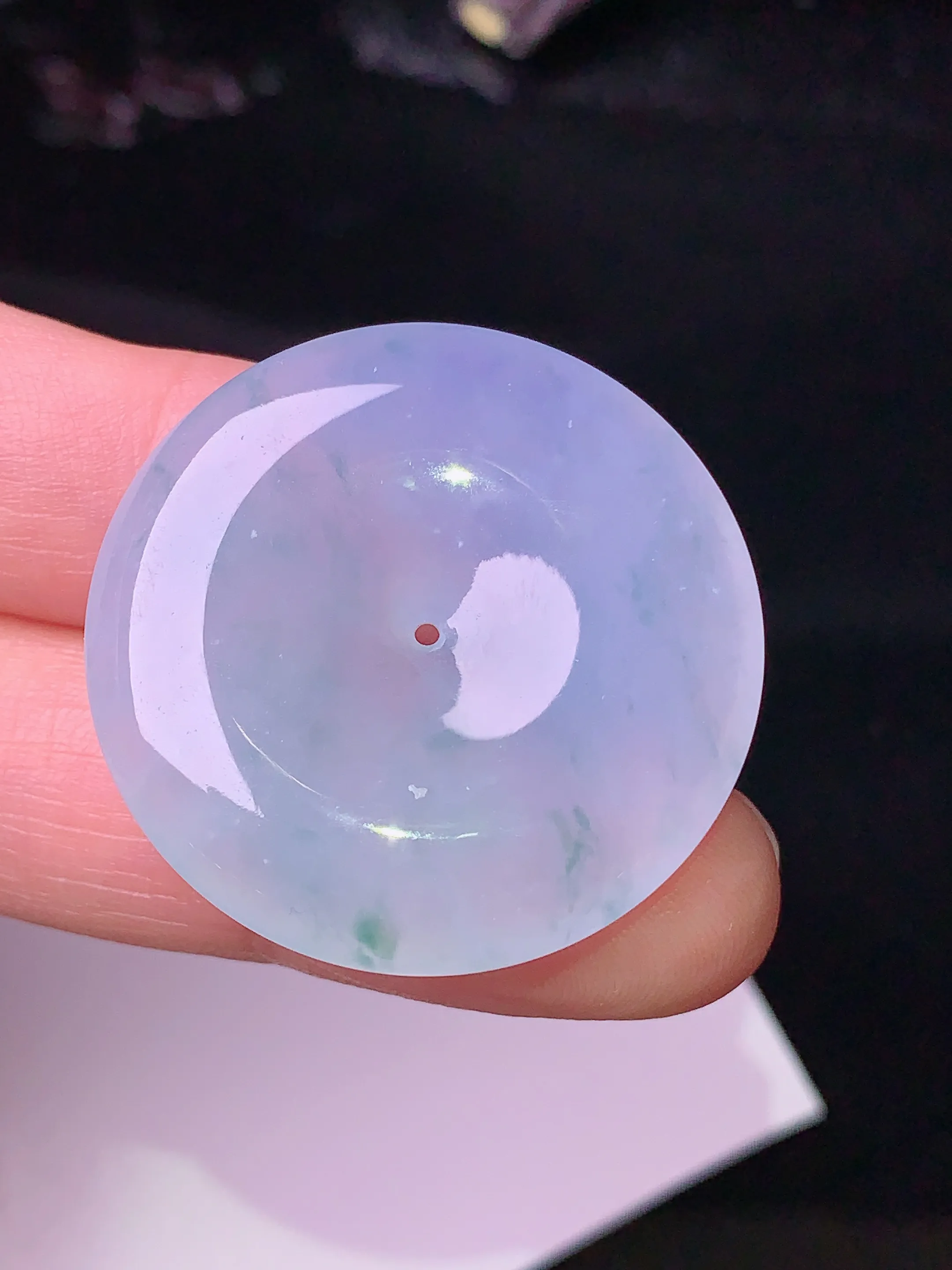 冰种平安扣吊坠 玉质细腻 色泽清新艳丽 整体尺寸30.5*5.5