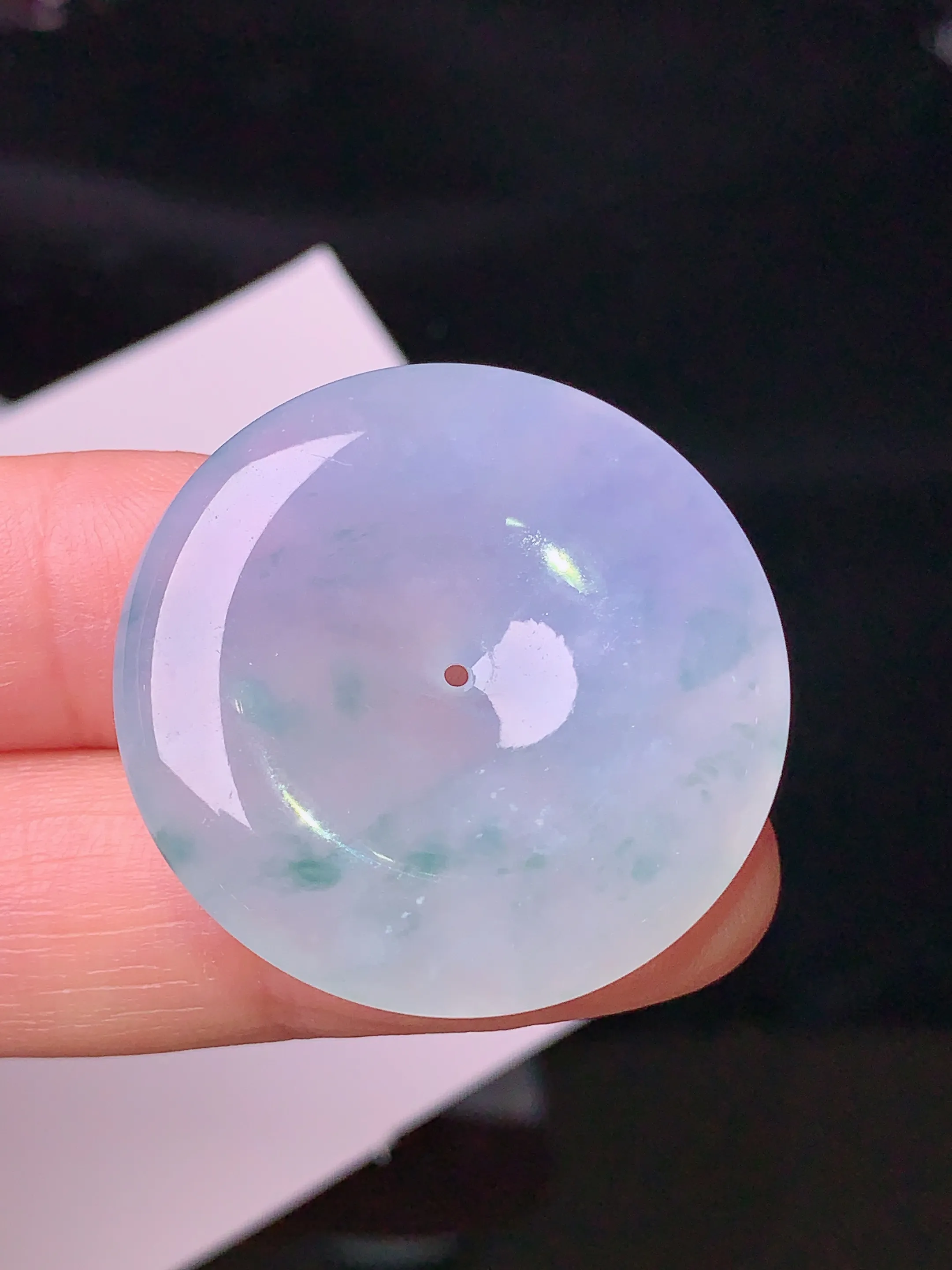 冰种平安扣吊坠 玉质细腻 色泽清新艳丽 整体尺寸30.5*5.5