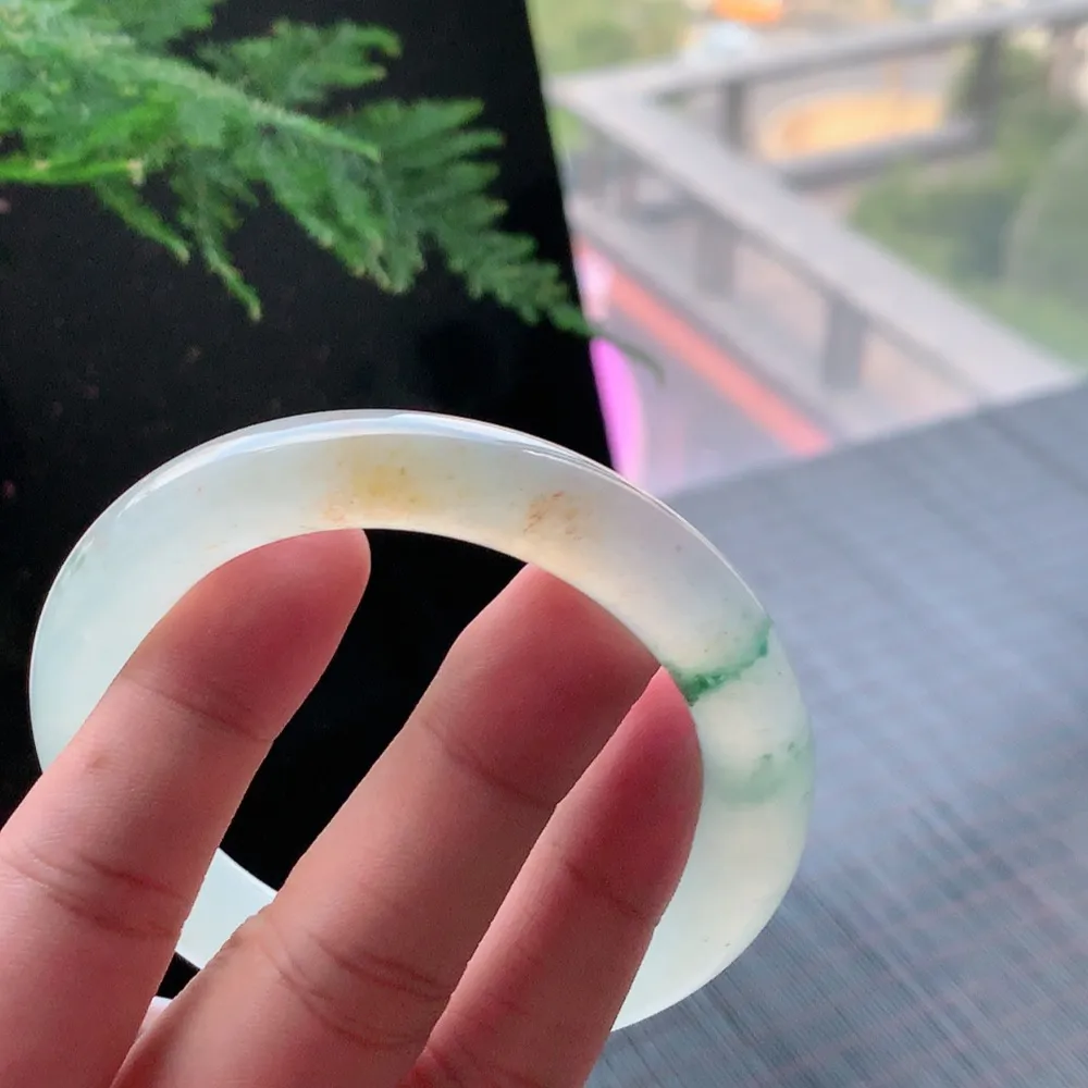 圆条高冰黄翡绿花 无瑕 尺寸:56.1/11/10.5 种色俱佳