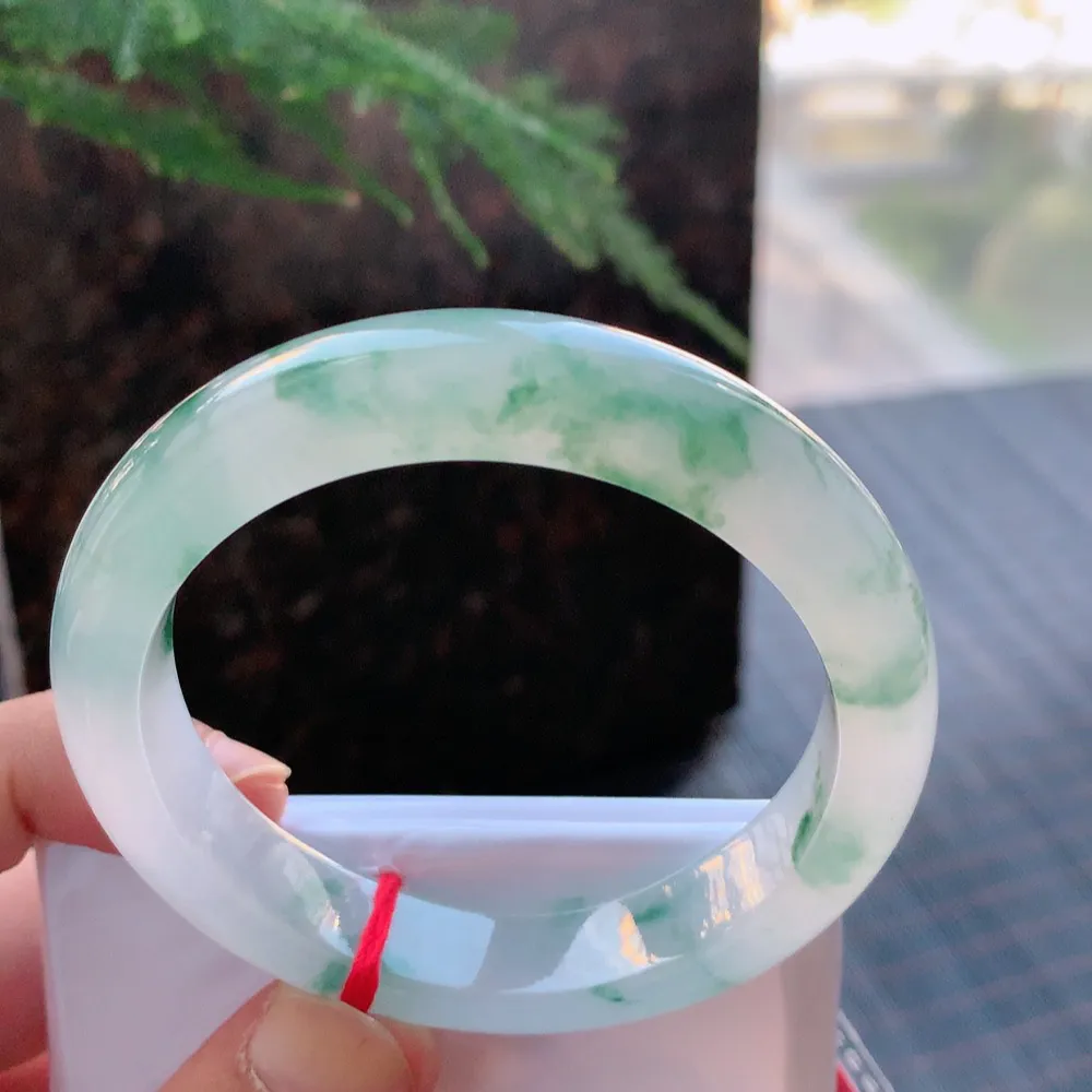 正圈冰玻飘花 有纹 尺寸:55.4/12.5/8.6  花美 种水好