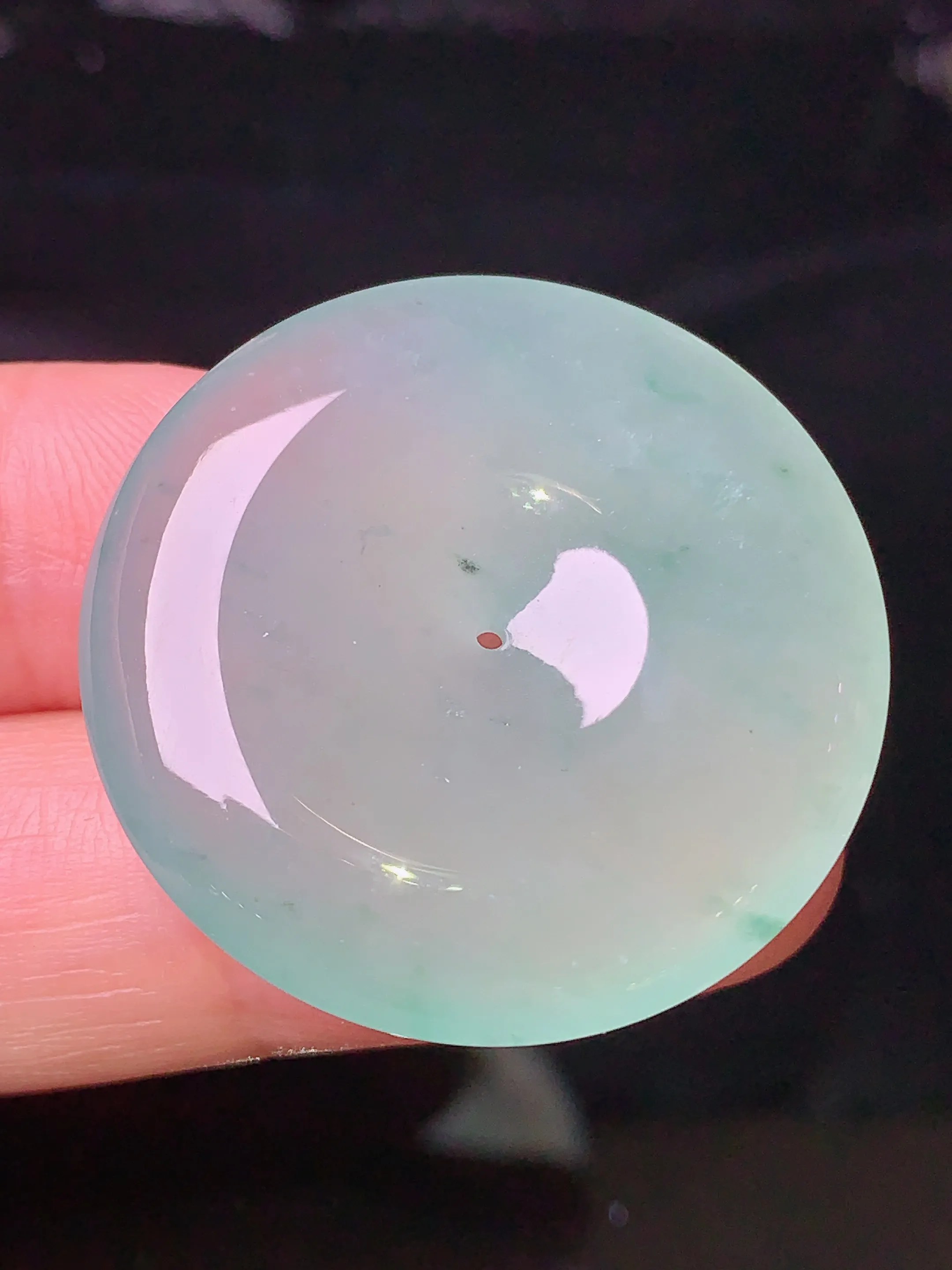 冰种平安扣吊坠 玉质细腻 色泽清新艳丽 整体尺寸30.3*6.5