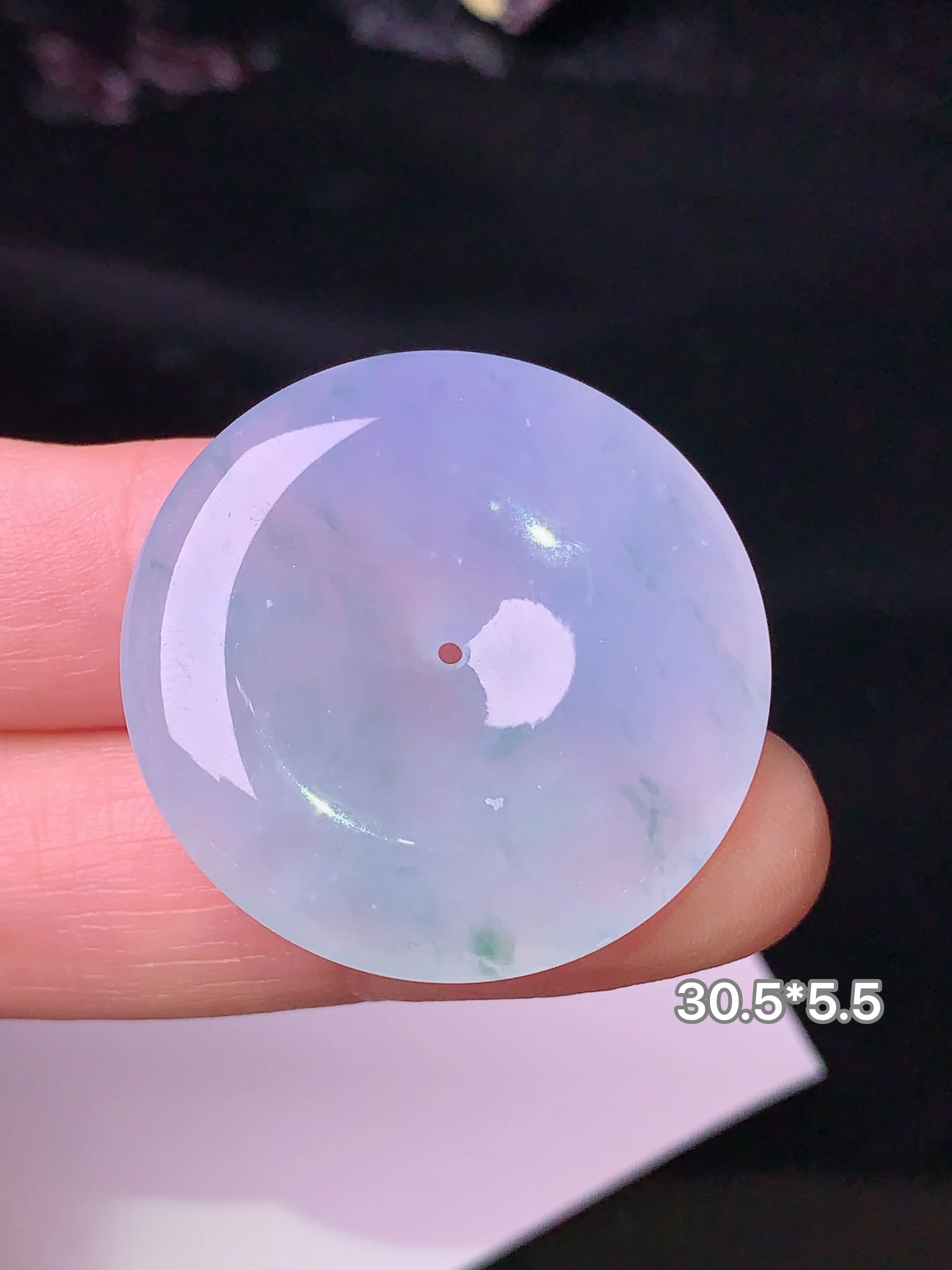 冰种平安扣吊坠 玉质细腻 色泽清新艳丽 整体尺寸30.5*5.5