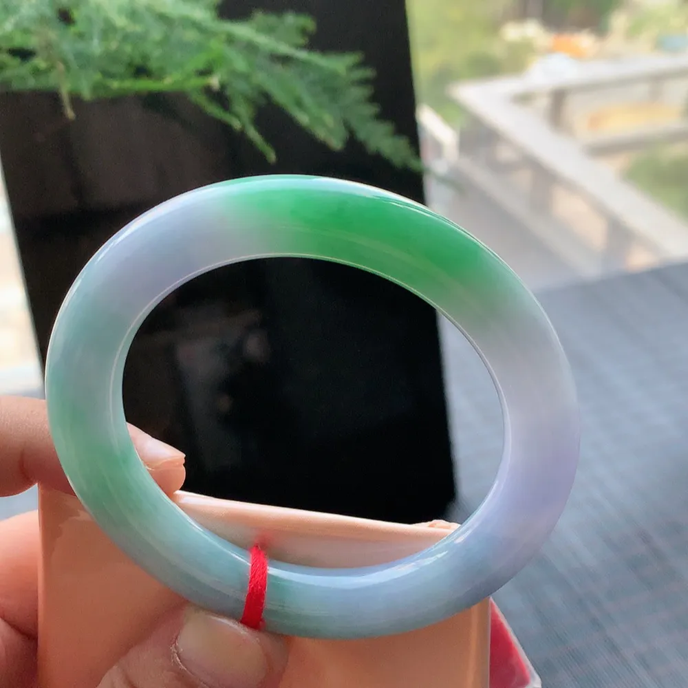 圆条冰糯春彩 有纹 尺寸:55.3/10.3 超美