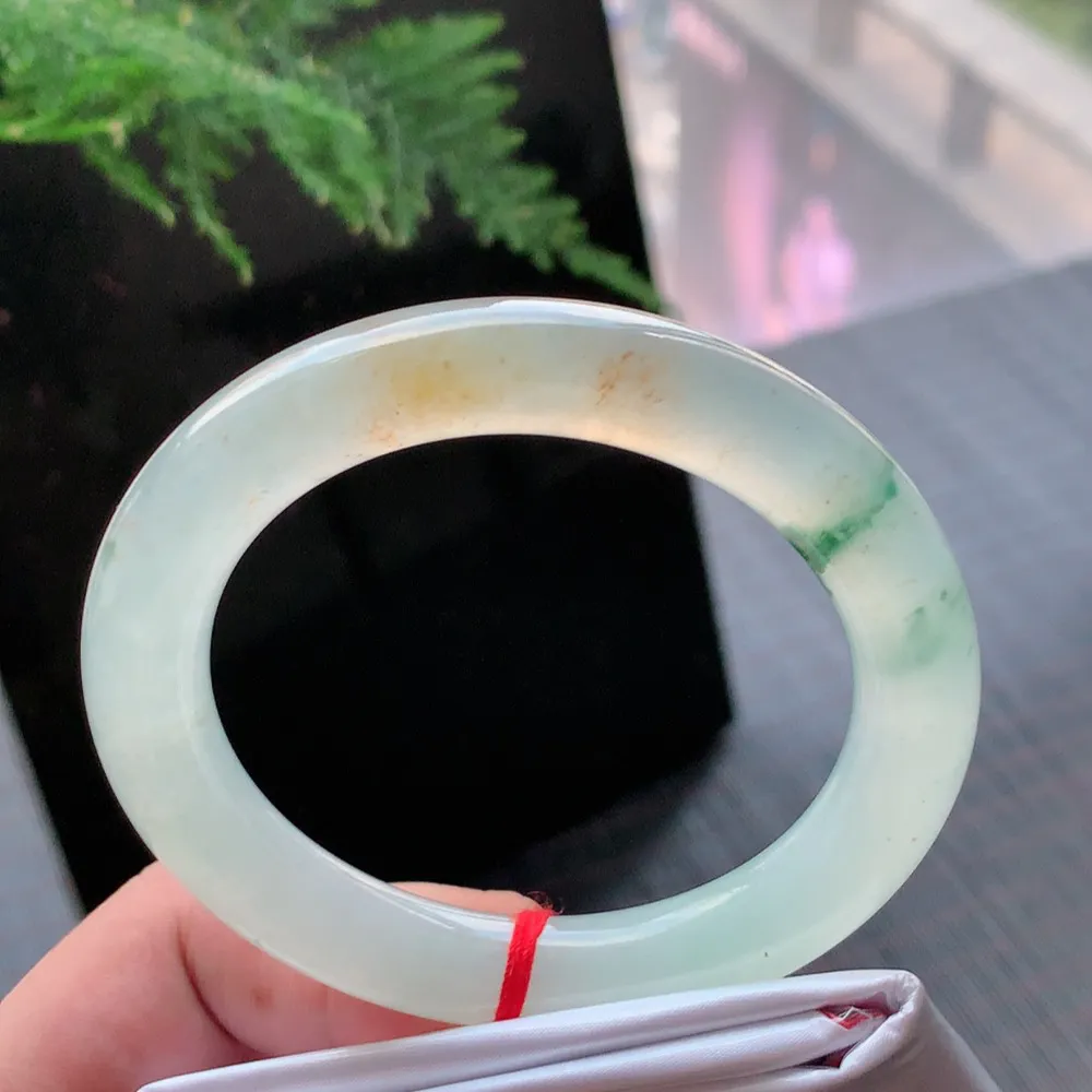 圆条高冰黄翡绿花 无瑕 尺寸:56.1/11/10.5 种色俱佳