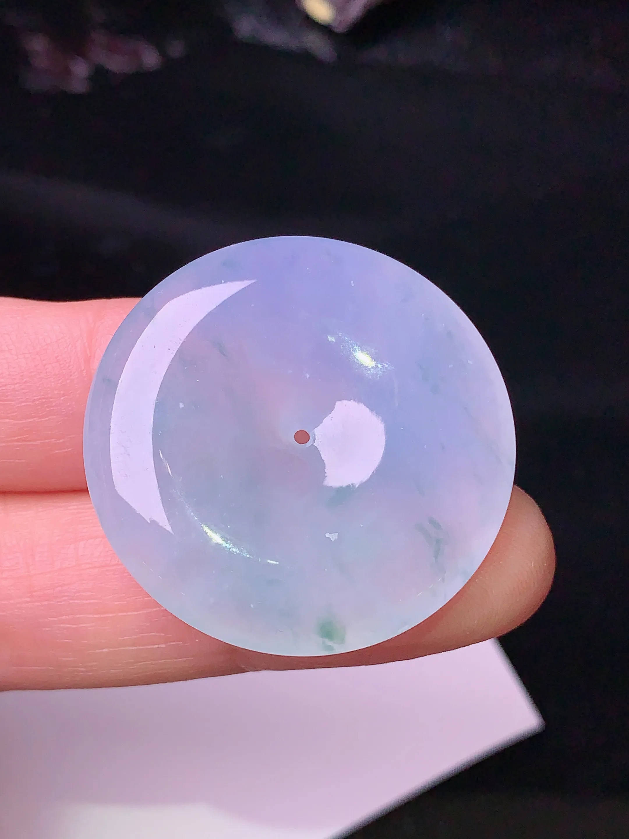 冰种平安扣吊坠 玉质细腻 色泽清新艳丽 整体尺寸30.5*5.5