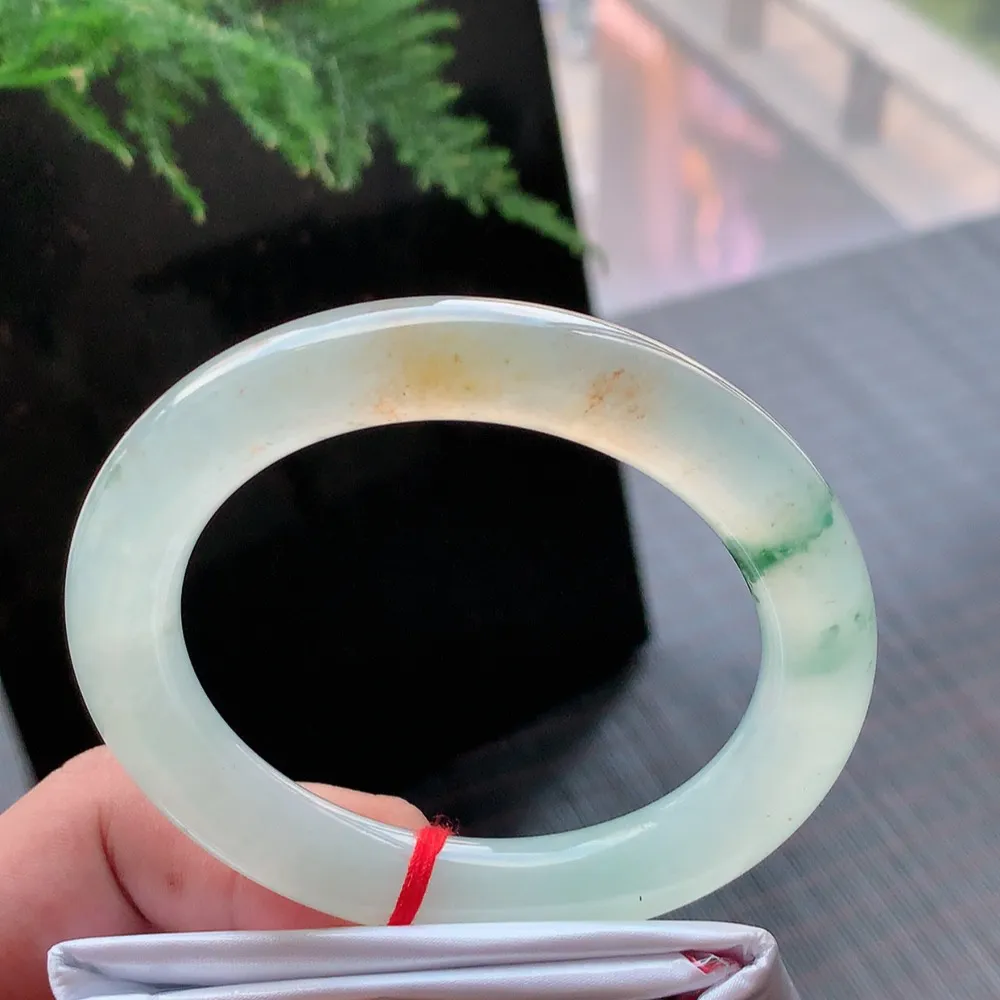 圆条高冰黄翡绿花 无瑕 尺寸:56.1/11/10.5 种色俱佳