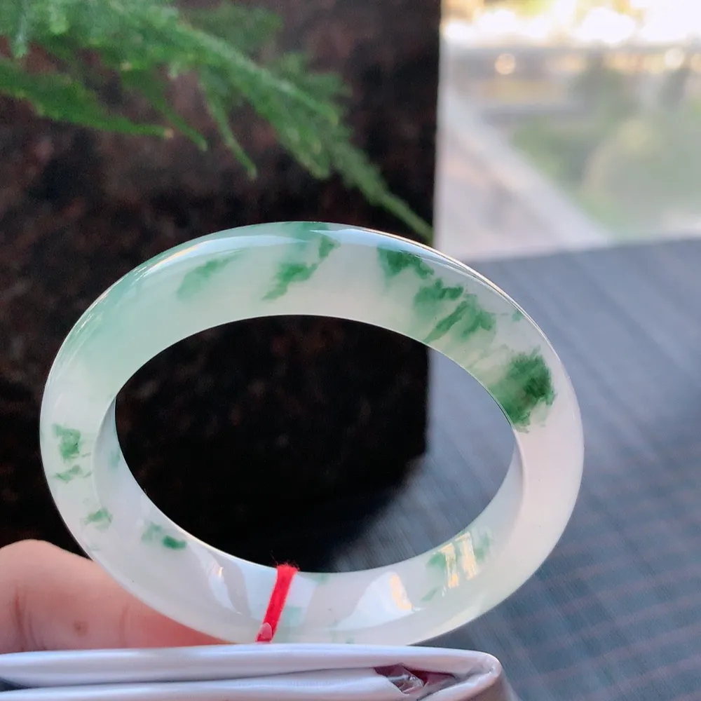 正圈冰玻飘花 有纹 尺寸:55.4/12.5/8.6  花美 种水好