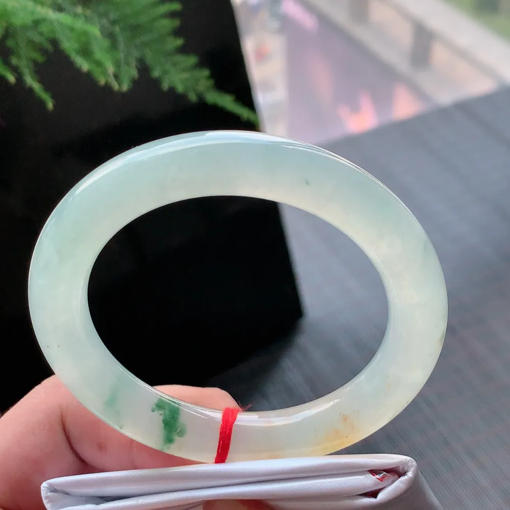 圆条高冰黄翡绿花 无瑕 尺寸:56.1/11/10.5 种色俱佳