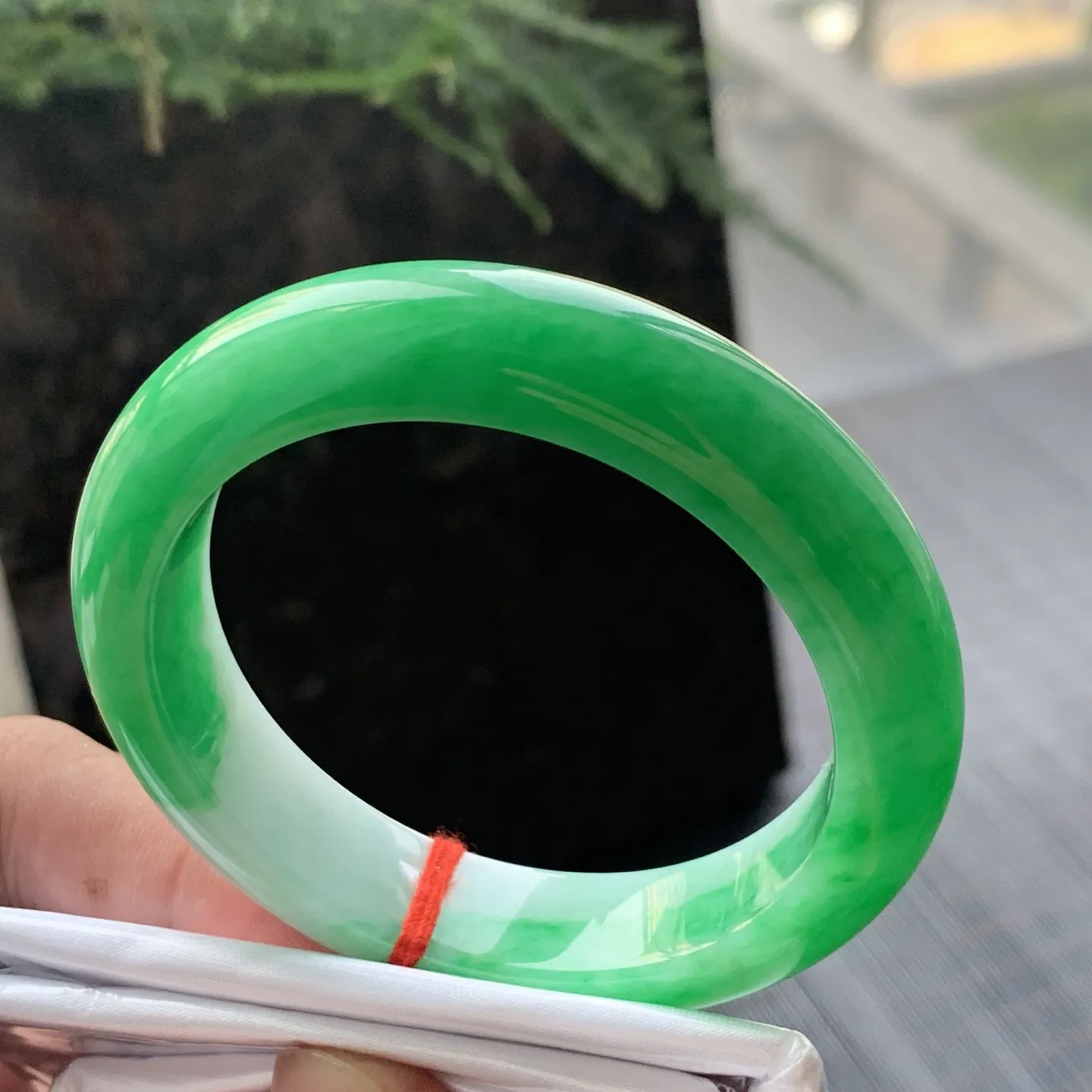 正圈一大圈阳绿 有条水印线 尺寸:50.4/11.8/8.3 色阳