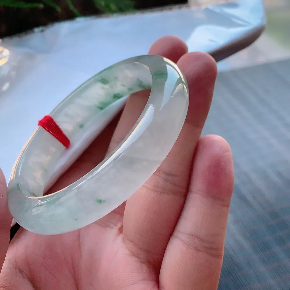 正圈冰玻飘花 有纹 尺寸:55.4/12.7/8.6 花美 种水好