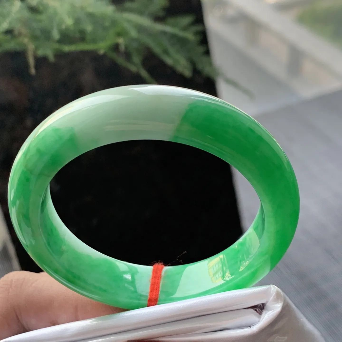 正圈一大圈阳绿 有条水印线 尺寸:50.4/11.8/8.3 色阳