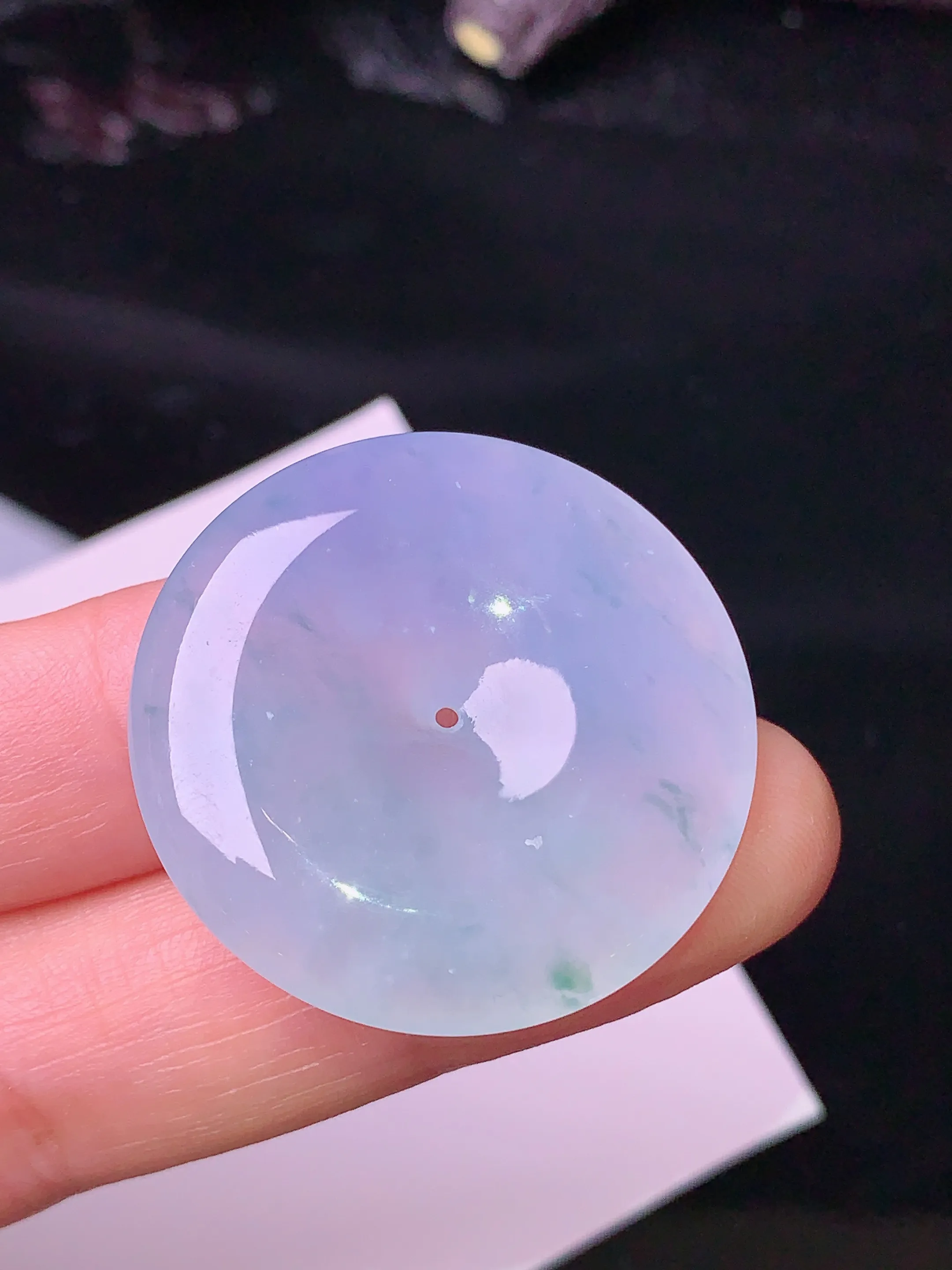 冰种平安扣吊坠 玉质细腻 色泽清新艳丽 整体尺寸30.5*5.5