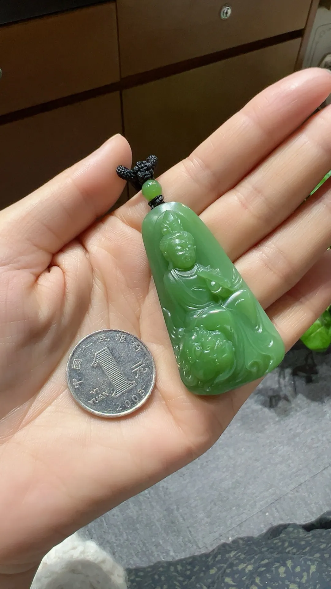 碧玉｜粉绿｜文殊菩萨

重33.8克 尺寸60*29*15m m