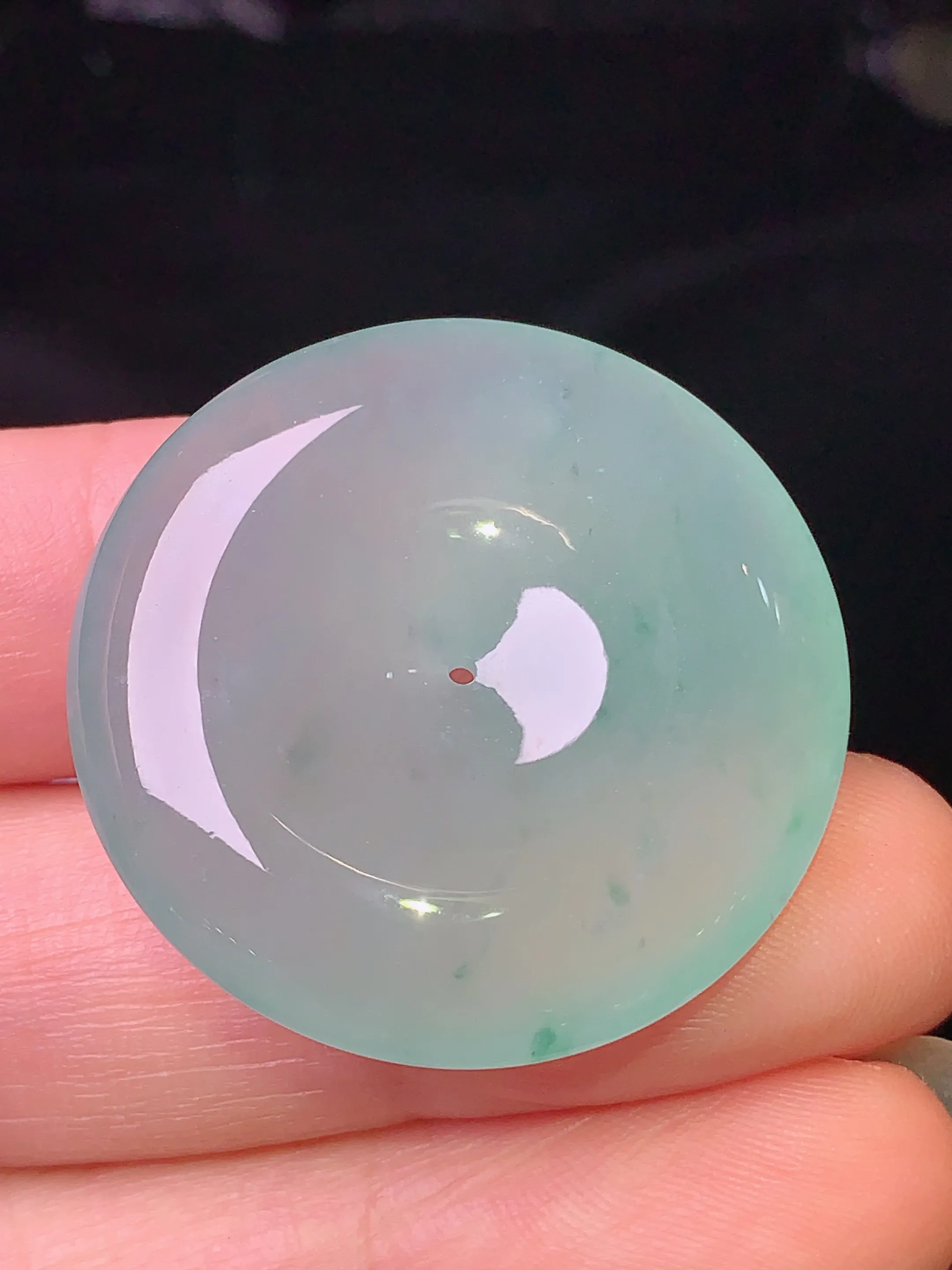 冰种平安扣吊坠 玉质细腻 色泽清新艳丽 整体尺寸30.3*6.5