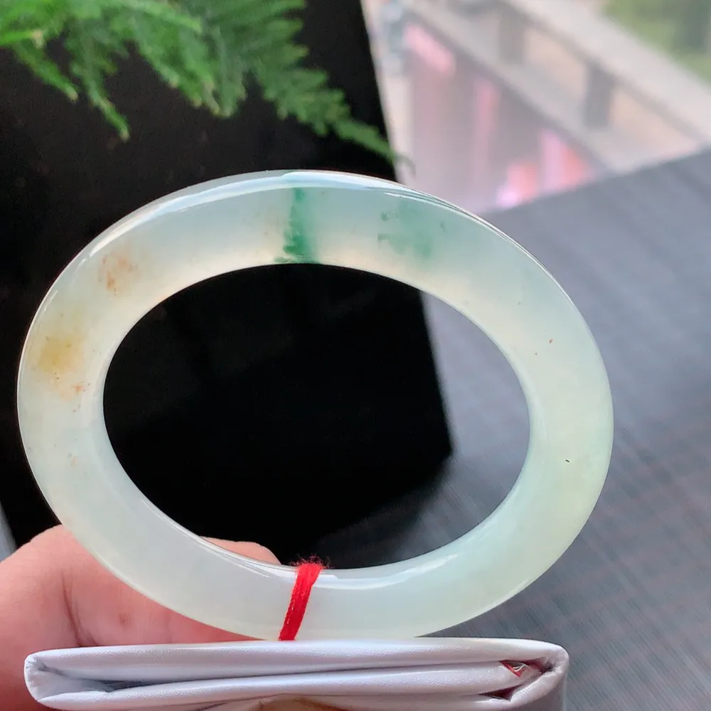 圆条高冰黄翡绿花 无瑕 尺寸:56.1/11/10.5 种色俱佳