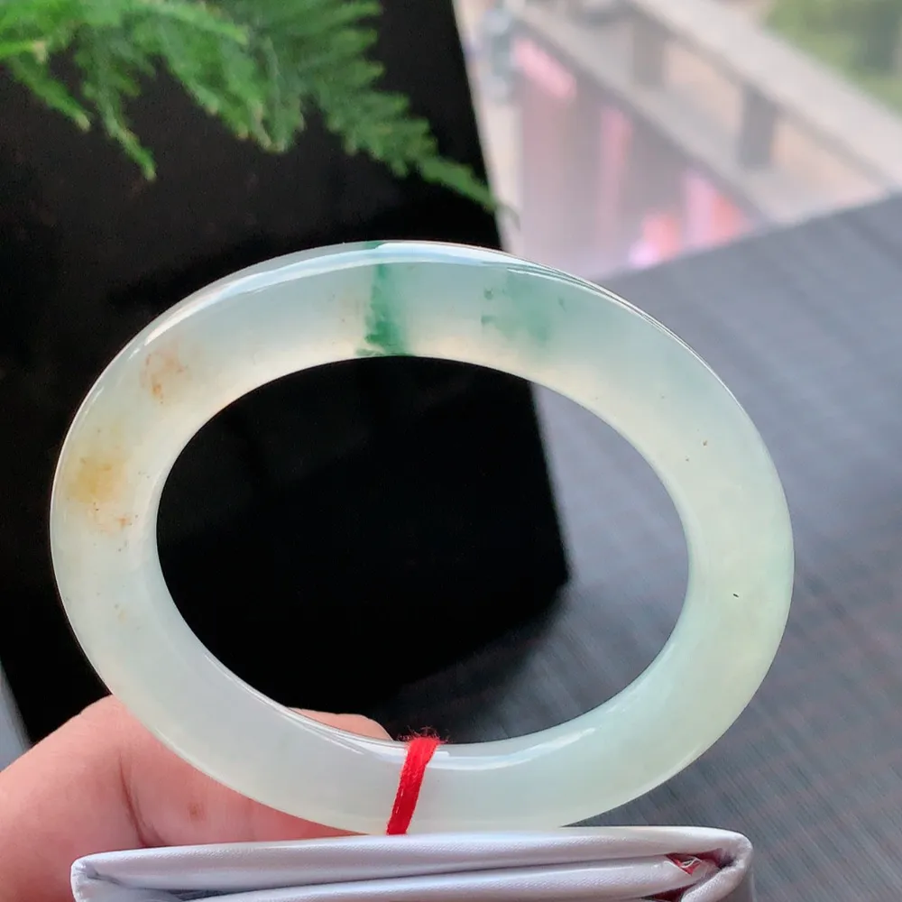 圆条高冰黄翡绿花 无瑕 尺寸:56.1/11/10.5 种色俱佳