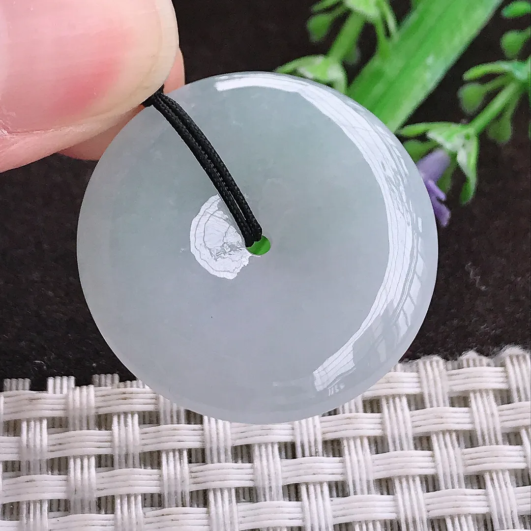 天然a货翡翠29.8/5.8老坑冰胶果冻饱满平安扣吊坠天然翡翠玉扣挂件