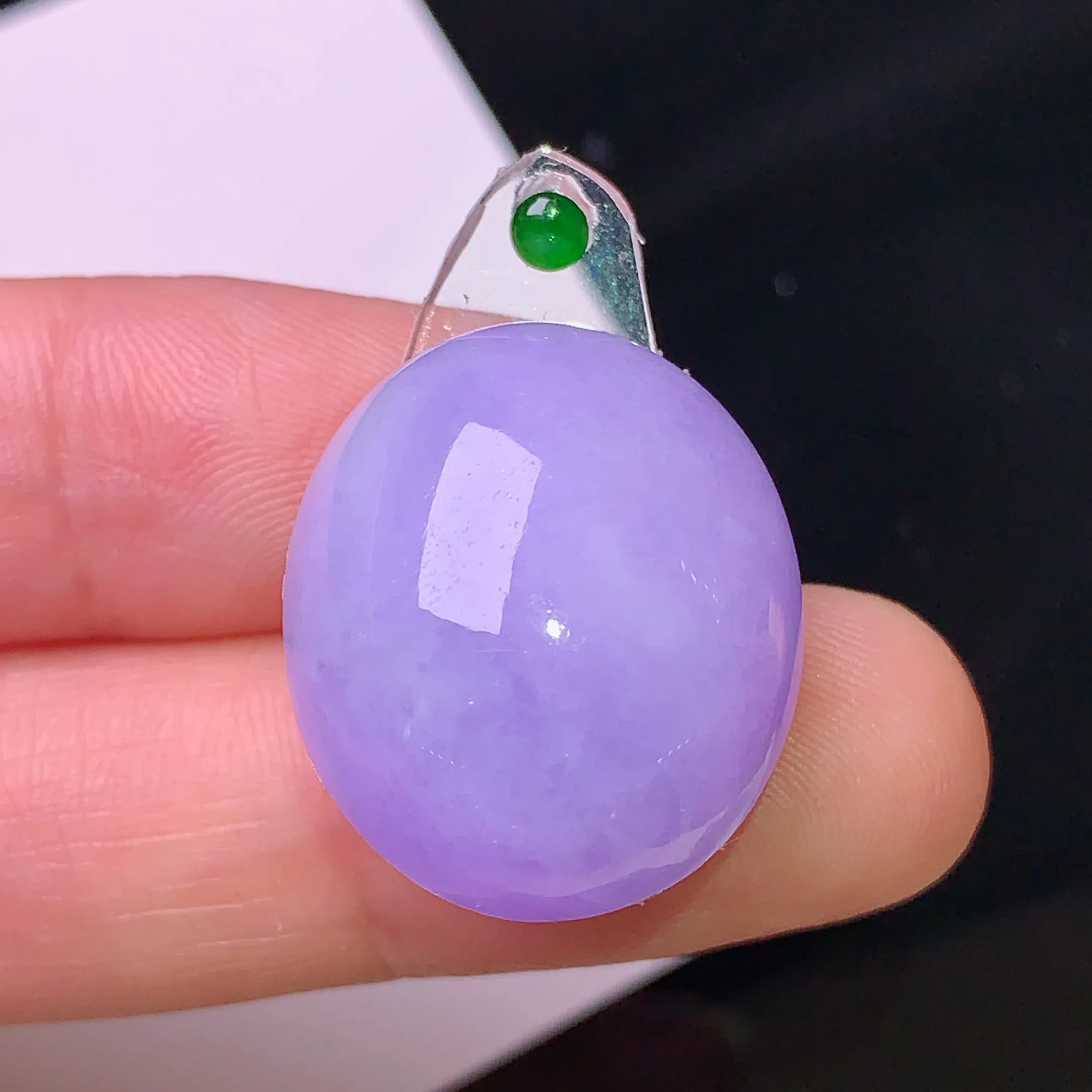 镶嵌款 紫罗兰蛋面吊坠 玉质细腻 色泽清新艳丽 整体尺寸21.8*18.5*10.8