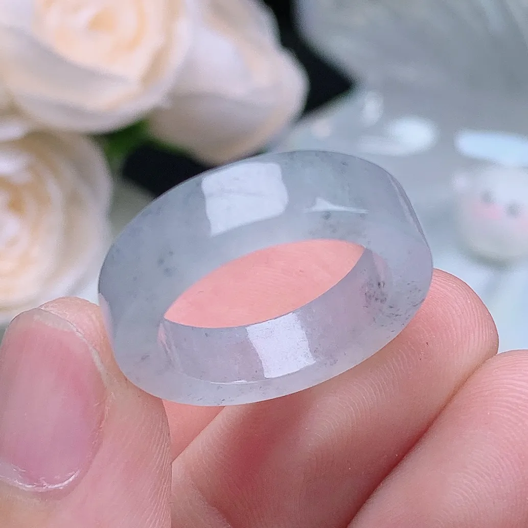 缅甸老坑冰种翡翠水润起胶乌鸡方戒戒指玉指环  水润通透 尺寸：17.7-5.8-3.3mm 15-16号圈口6S