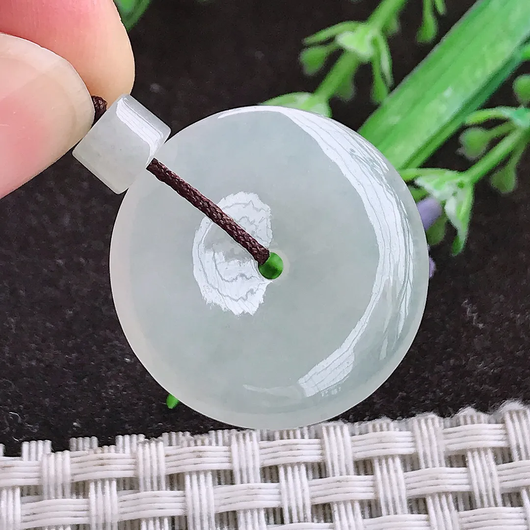 天然a货翡翠25/4.2老坑冰胶水灵平安扣吊坠天然翡翠玉扣挂件