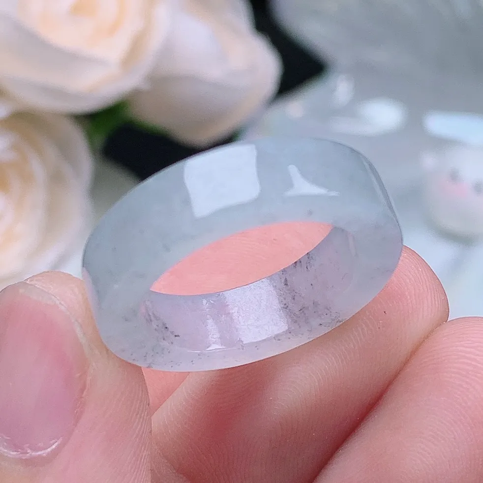 缅甸老坑冰种翡翠水润起胶乌鸡方戒戒指玉指环  水润通透 尺寸：17.7-5.8-3.3mm 15-16号圈口6S