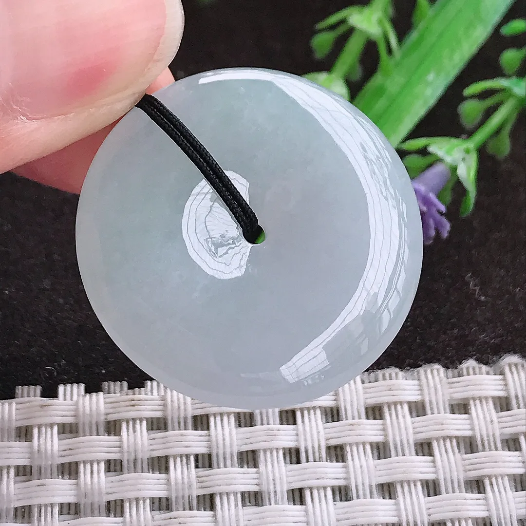 天然a货翡翠29.8/5.8老坑冰胶果冻饱满平安扣吊坠天然翡翠玉扣挂件