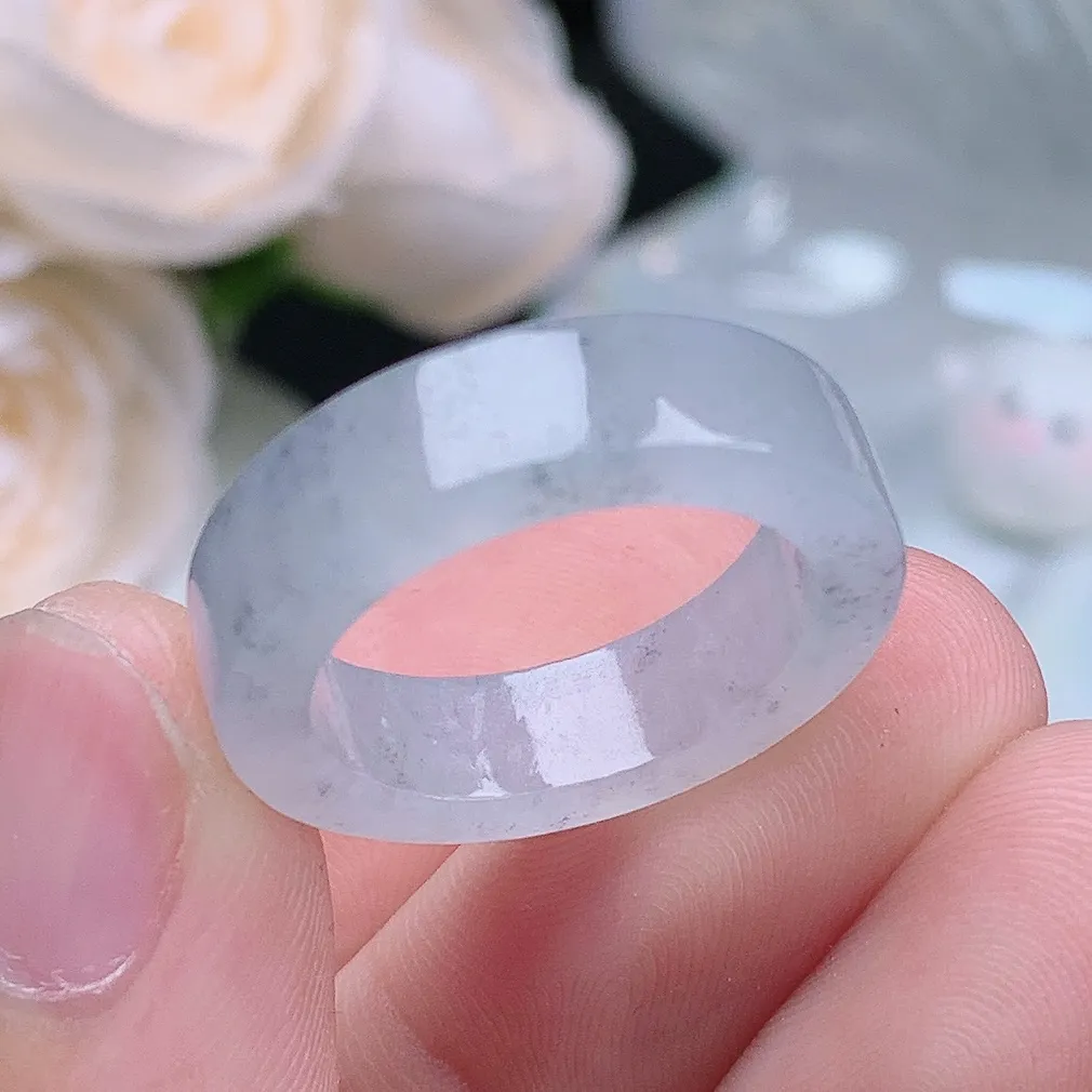 缅甸老坑冰种翡翠水润起胶乌鸡方戒戒指玉指环  水润通透 尺寸：17.7-5.8-3.3mm 15-16号圈口6S