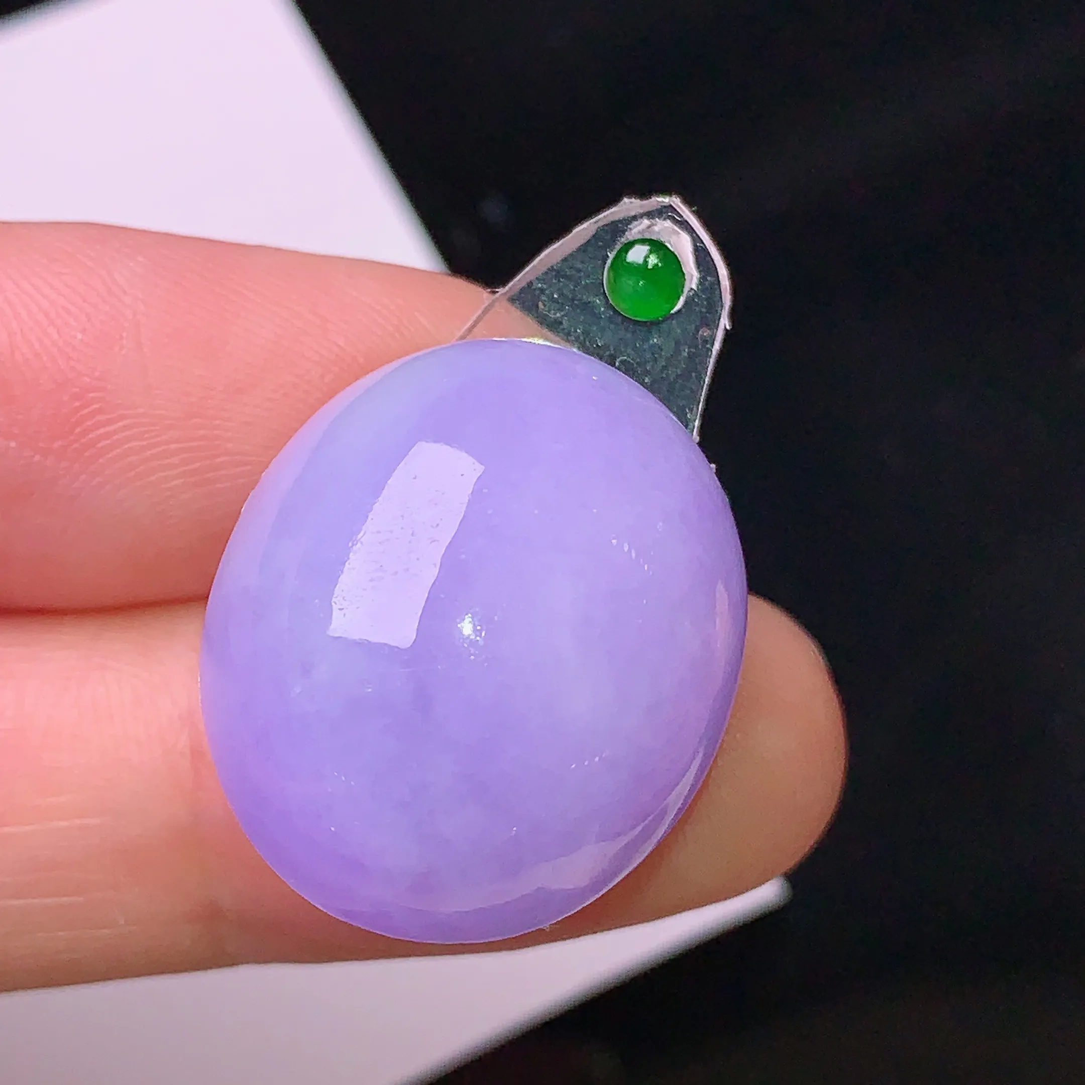 镶嵌款 紫罗兰蛋面吊坠 玉质细腻 色泽清新艳丽 整体尺寸21.8*18.5*10.8