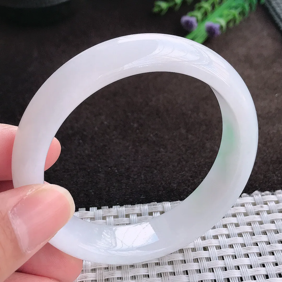天然a货翡翠57.5/14.8/8老坑秀气冰胶轮胎手镯宽边翡翠玉手镯