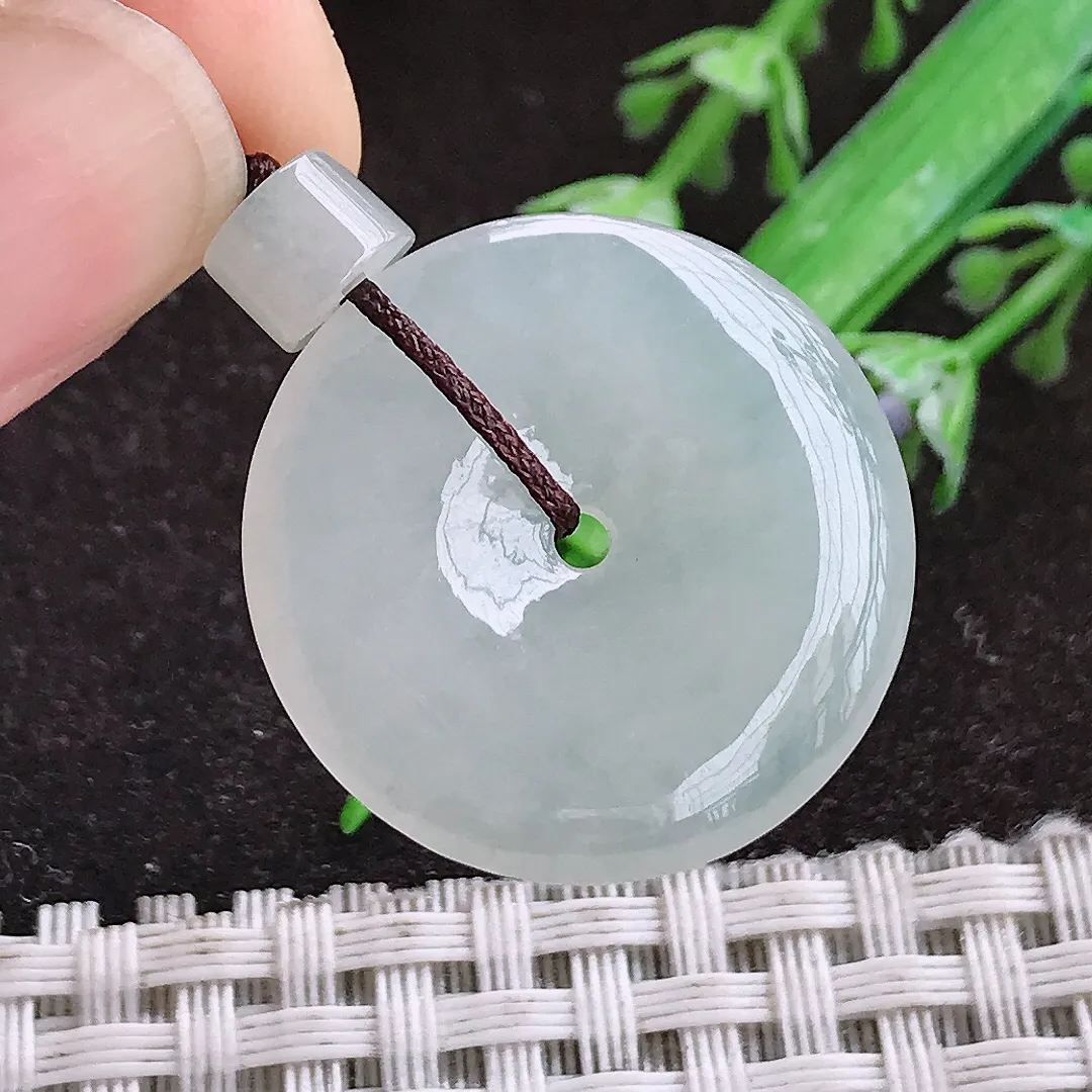 天然a货翡翠25/4.2老坑冰胶水灵平安扣吊坠天然翡翠玉扣挂件