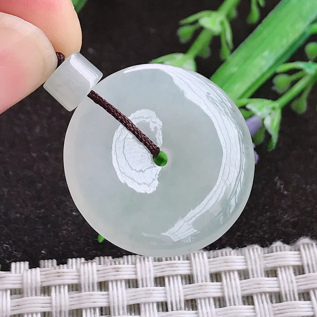 天然a货翡翠25/4.2老坑冰胶水灵平安扣吊坠天然翡翠玉扣挂件