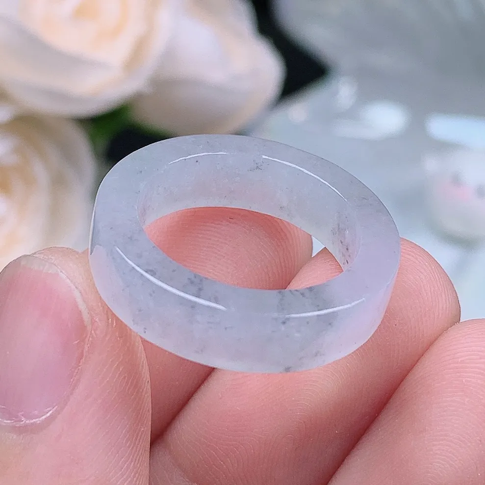 缅甸老坑冰种翡翠水润起胶乌鸡方戒戒指玉指环  水润通透 尺寸：17.7-5.8-3.3mm 15-16号圈口6S