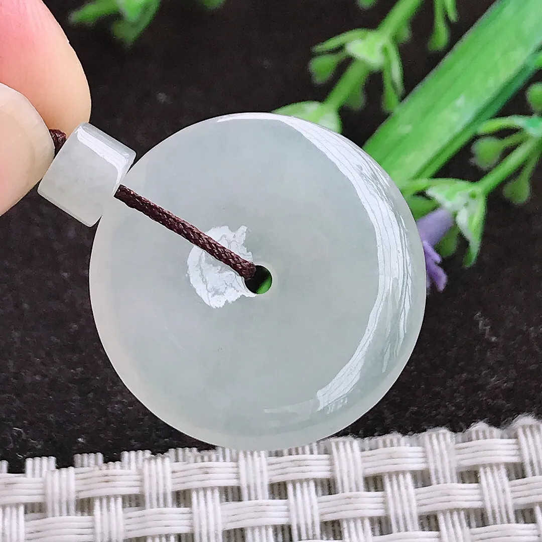 天然a货翡翠25/4.2老坑冰胶水灵平安扣吊坠天然翡翠玉扣挂件