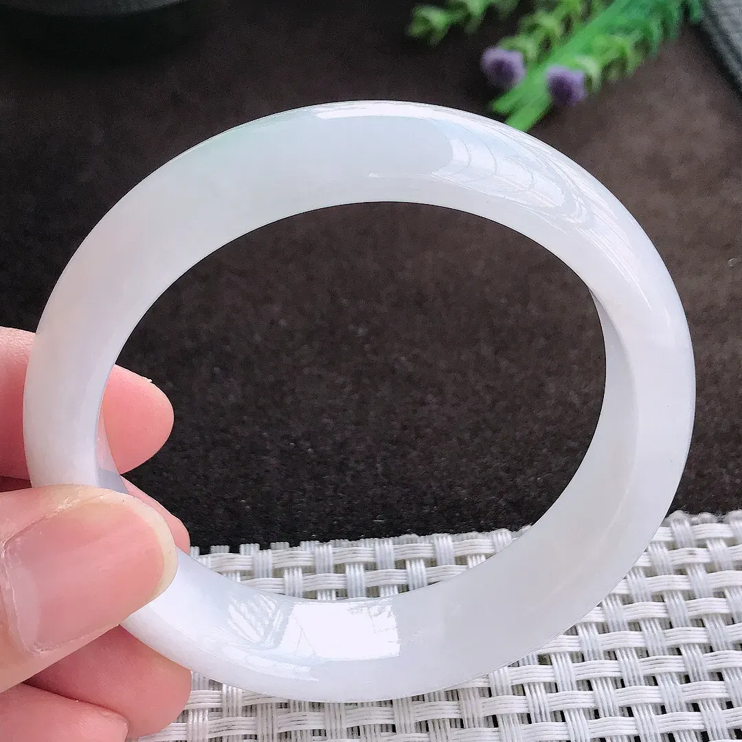 天然a货翡翠57.5/14.8/8老坑秀气冰胶轮胎手镯宽边翡翠玉手镯