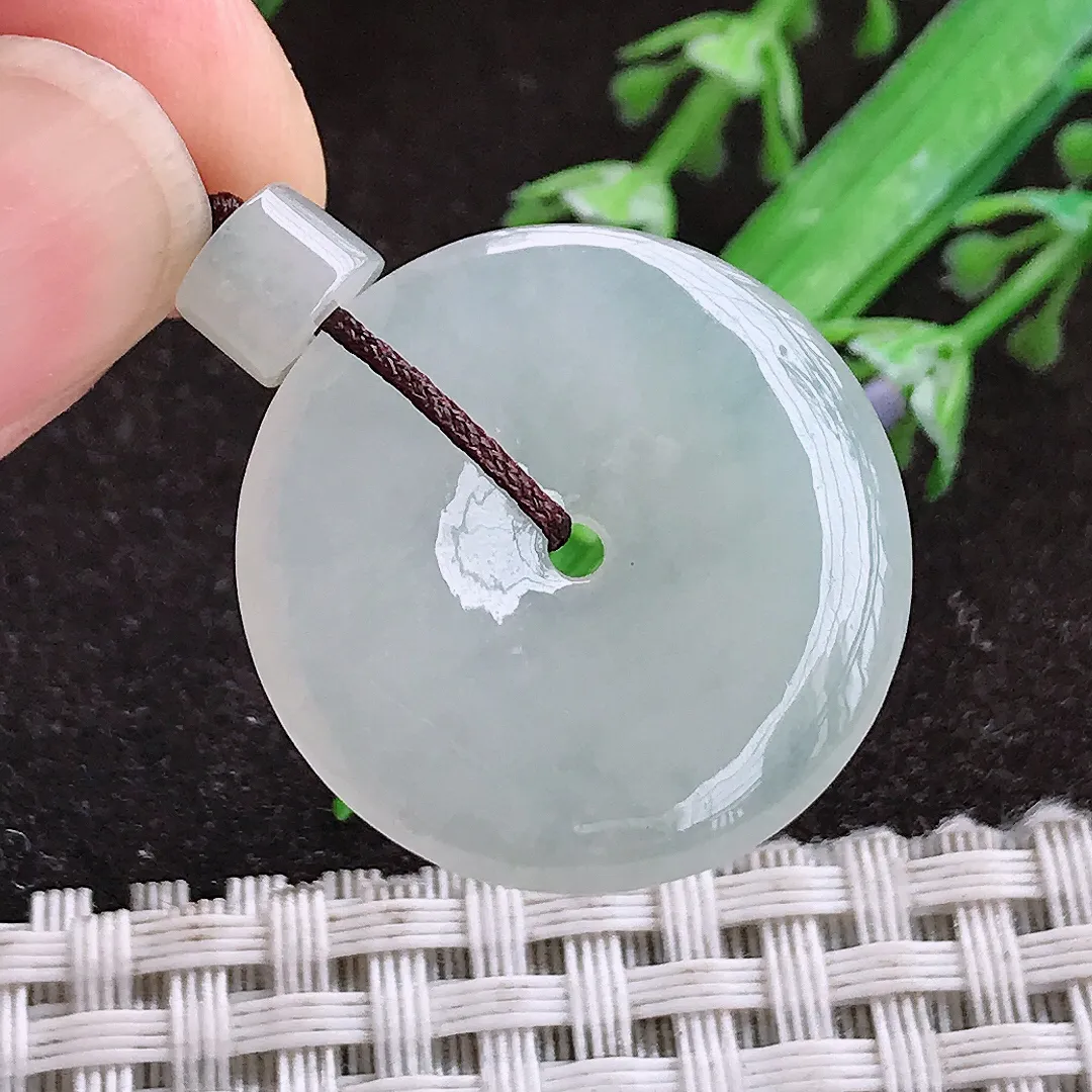 天然a货翡翠25/4.2老坑冰胶水灵平安扣吊坠天然翡翠玉扣挂件