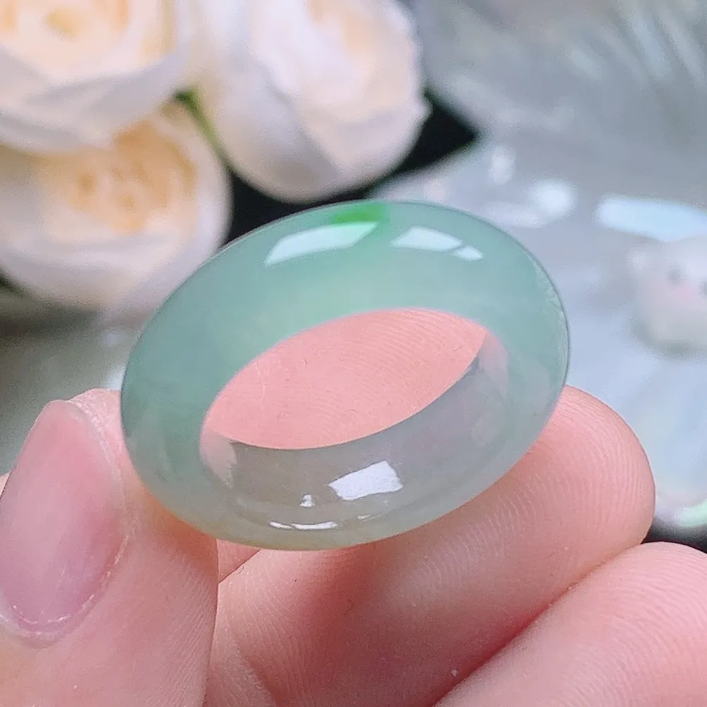 缅甸老坑种翡翠水润双彩黄加绿戒指玉指环  水润通透 尺寸：17-6.4-4.5mm 14号圈口6S