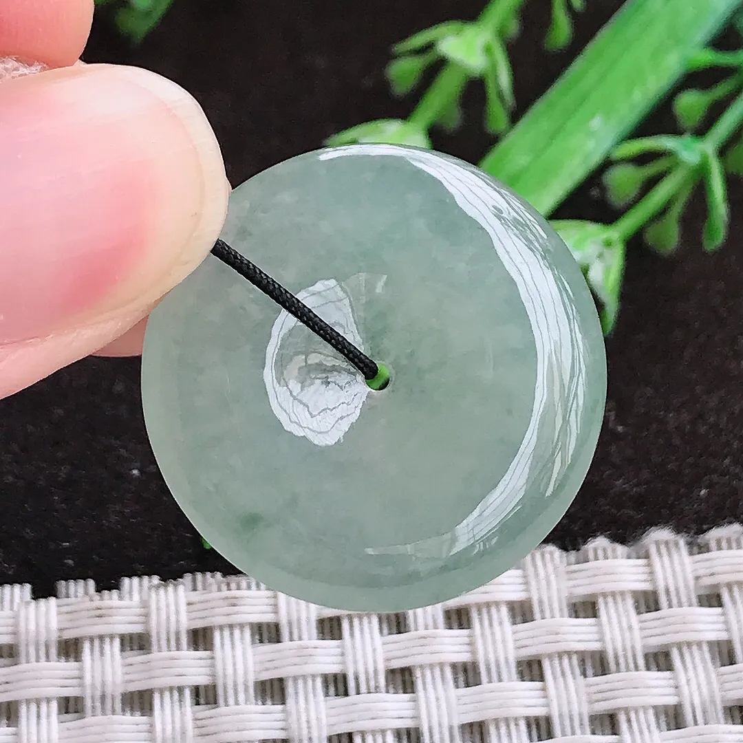 天然a货翡翠26.1/4.6老坑冰胶果冻冰晴平安扣吊坠天然翡翠玉扣挂件