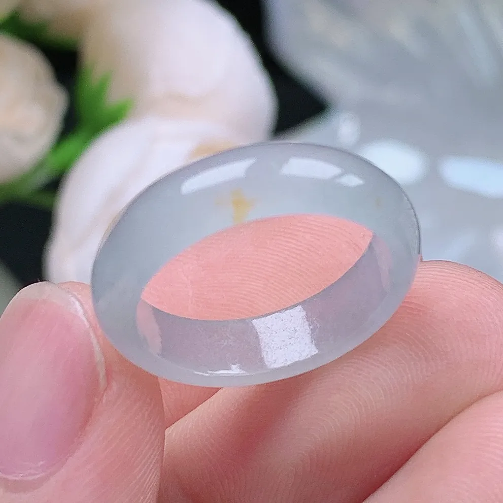 缅甸老坑冰种翡翠水润起胶飘金戒指玉指环  水润通透 尺寸：17.2-5.4-2.6mm 14-15号圈口6S