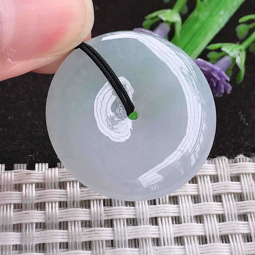 天然a货翡翠29.8/5.8老坑冰胶果冻饱满平安扣吊坠天然翡翠玉扣挂件