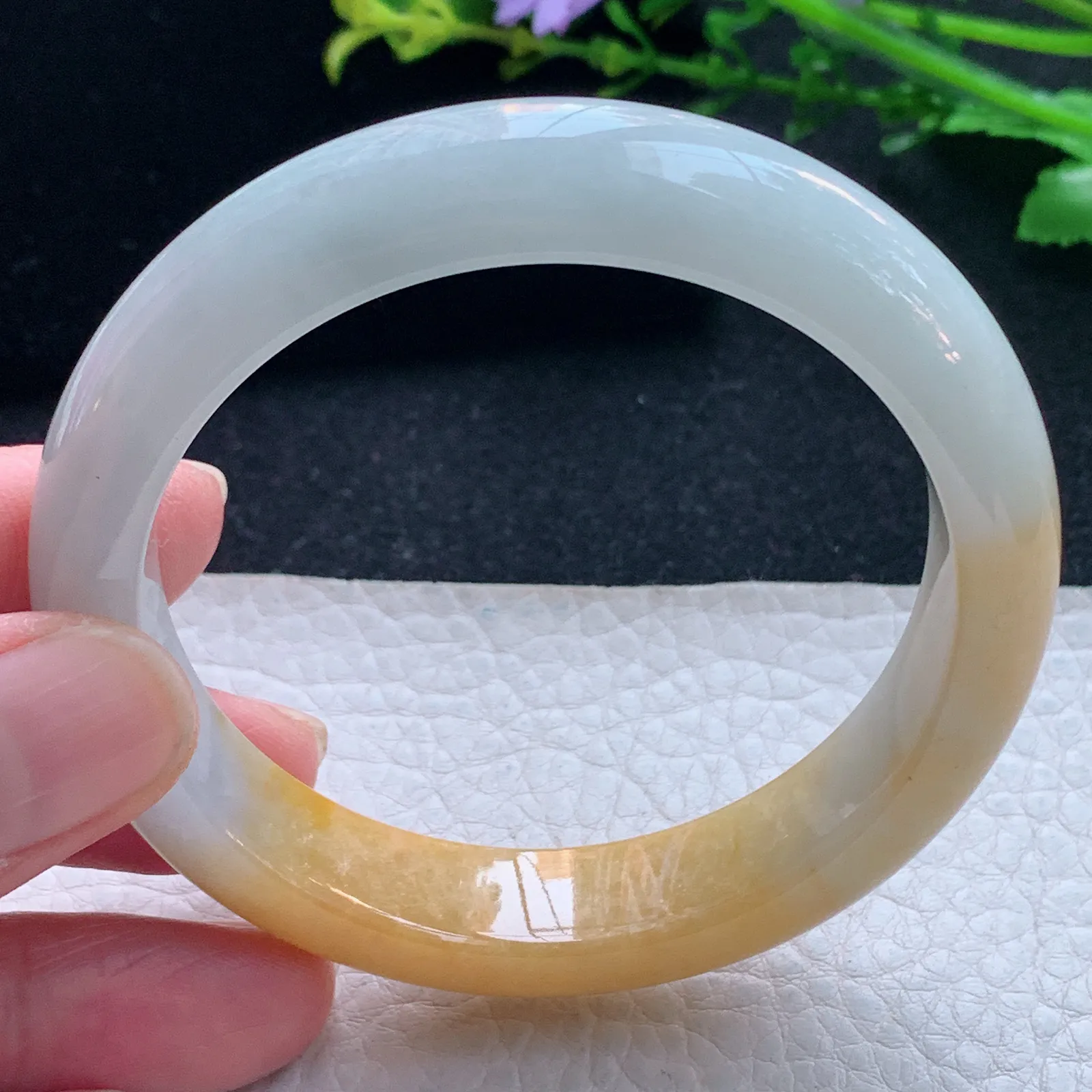 z自然光55*12.3*8.2平安镯 缅甸翡翠玉手镯双彩招财玉手环