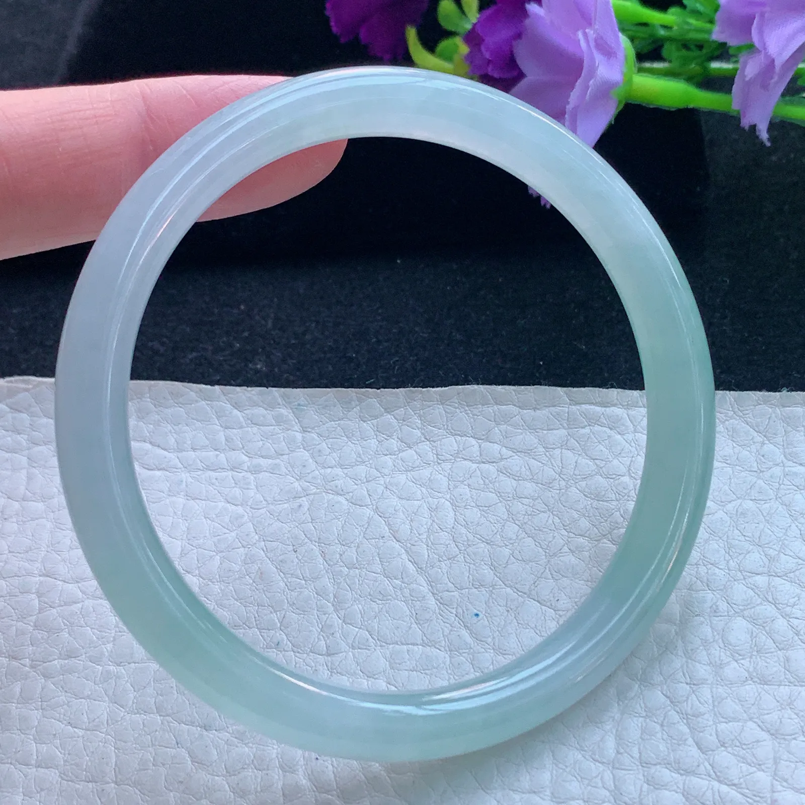 nc大圈口61*7.7*7.2美人镯 缅甸翡翠玉手镯冰种圆条玉手环 叮当镯