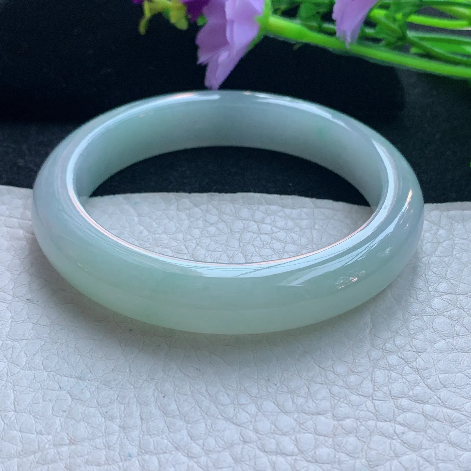 xx自然光58.5*12*9平安镯 缅甸翡翠玉手镯清新宽边玉手环 美人镯