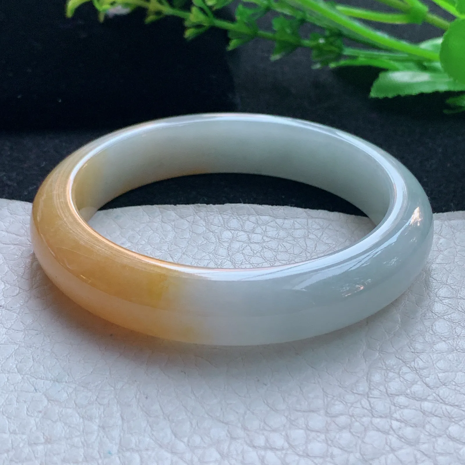 z自然光55*12.3*8.2平安镯 缅甸翡翠玉手镯双彩招财玉手环