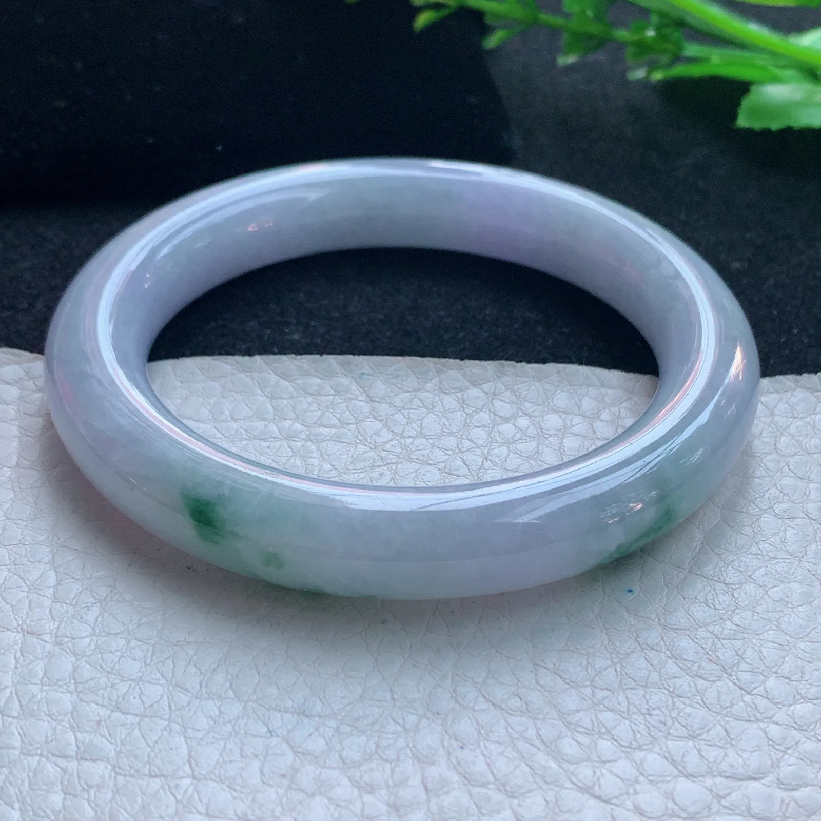 fl自然光55.5*11*10.6美人镯 缅甸翡翠玉手镯飘花圆条玉手环