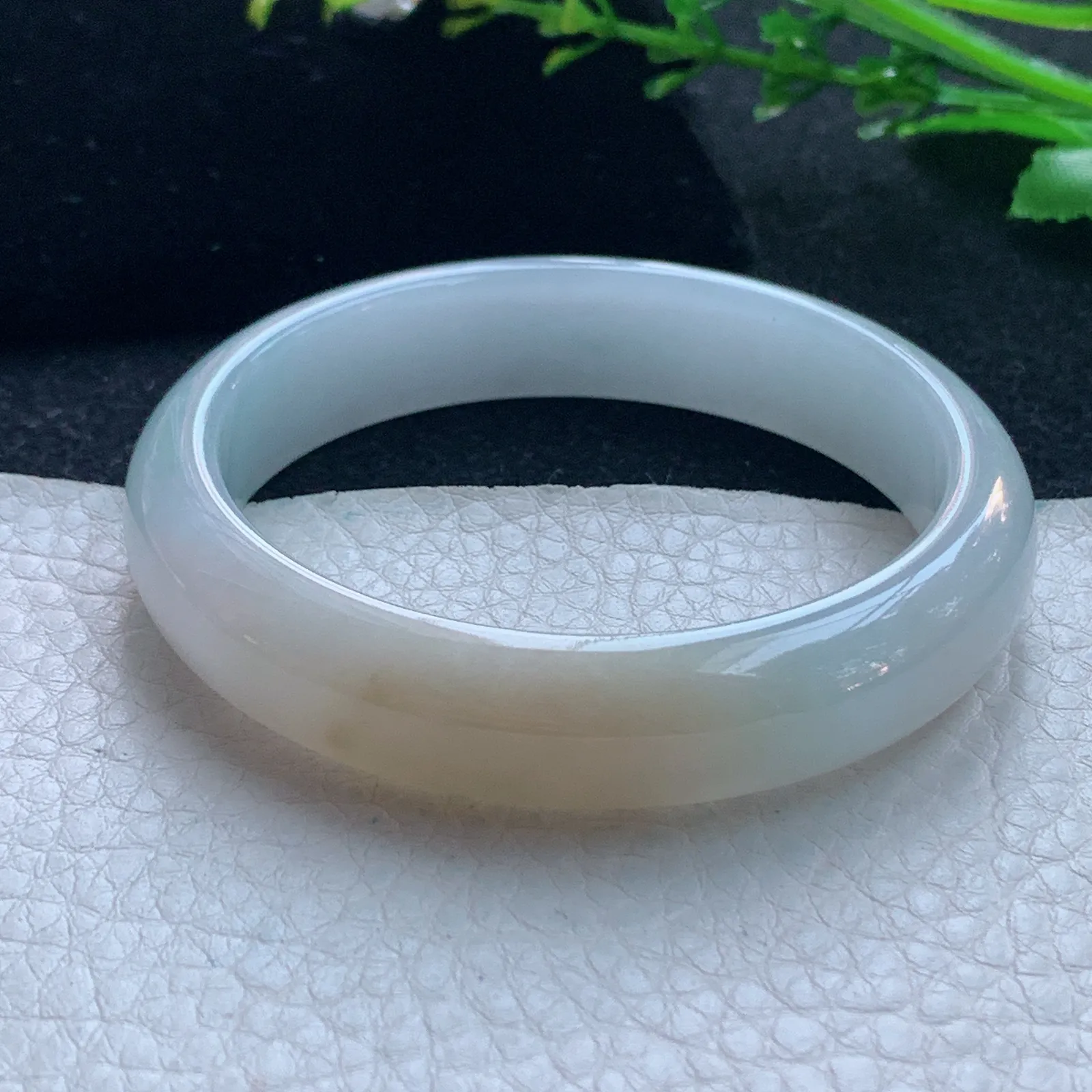 z自然光53*12.3*7.2招财镯 缅甸翡翠玉手镯双彩宽边玉手环 平安镯