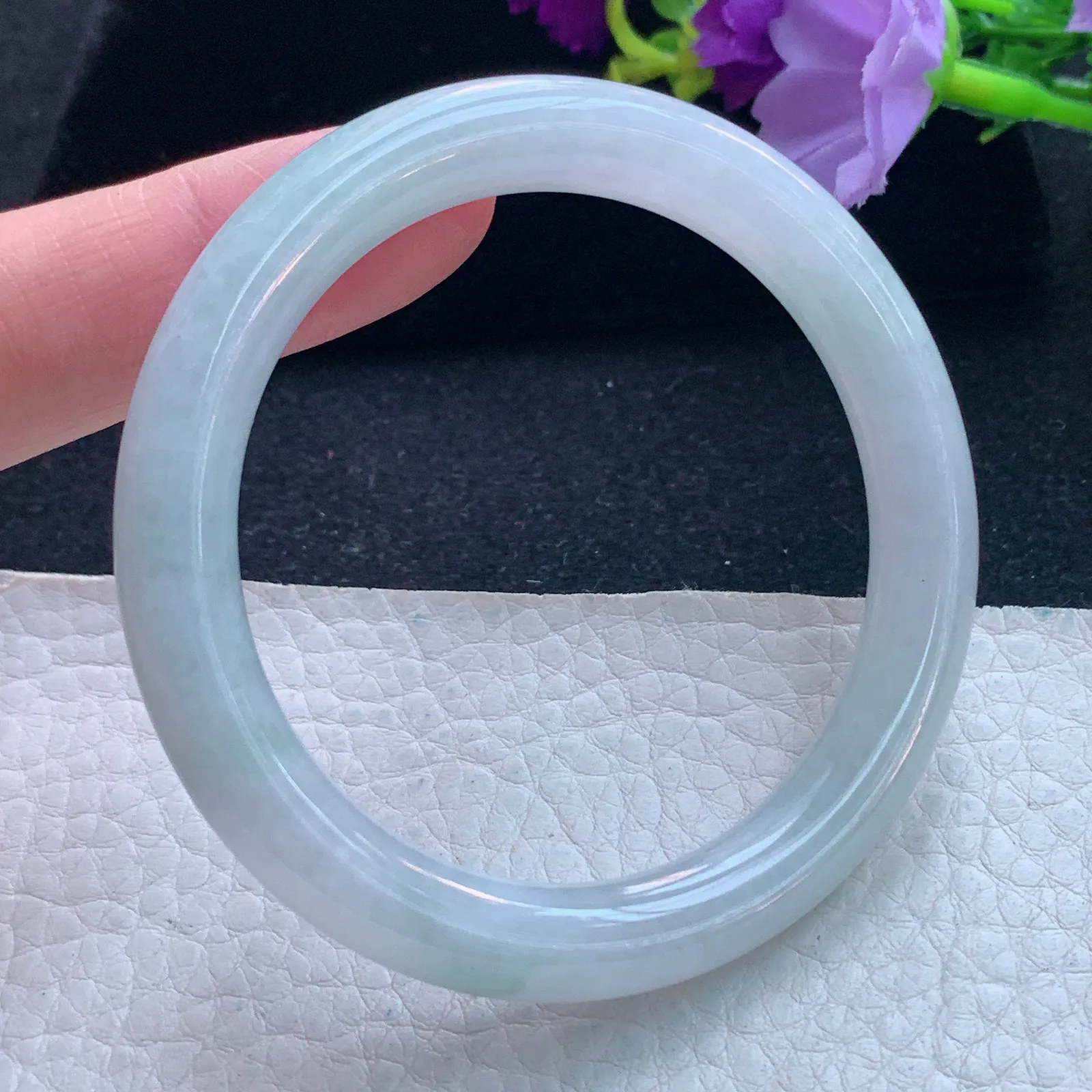 n小圈口52*8.5*8.8叮当镯 缅甸翡翠玉手镯纯美玉手环 美人镯