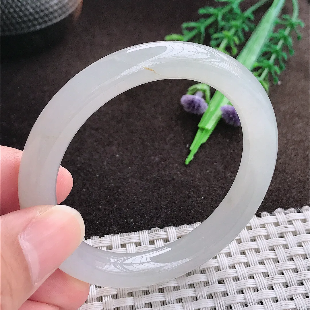 天然a货翡翠50.5/9/8.5老坑冰胶果冻冰晴圆条手镯小圈口玉手镯