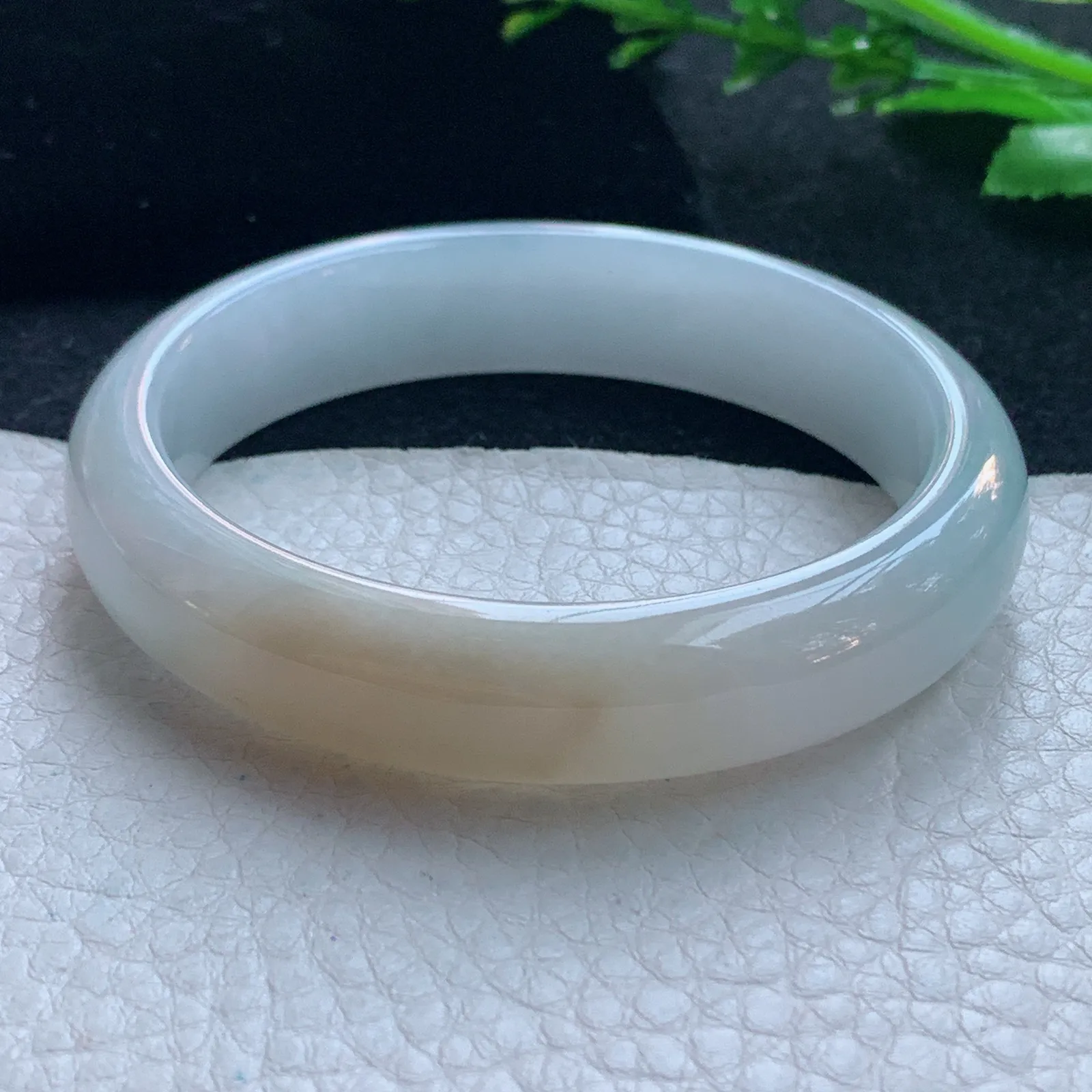 z自然光53*12.3*7.2招财镯 缅甸翡翠玉手镯双彩宽边玉手环 平安镯