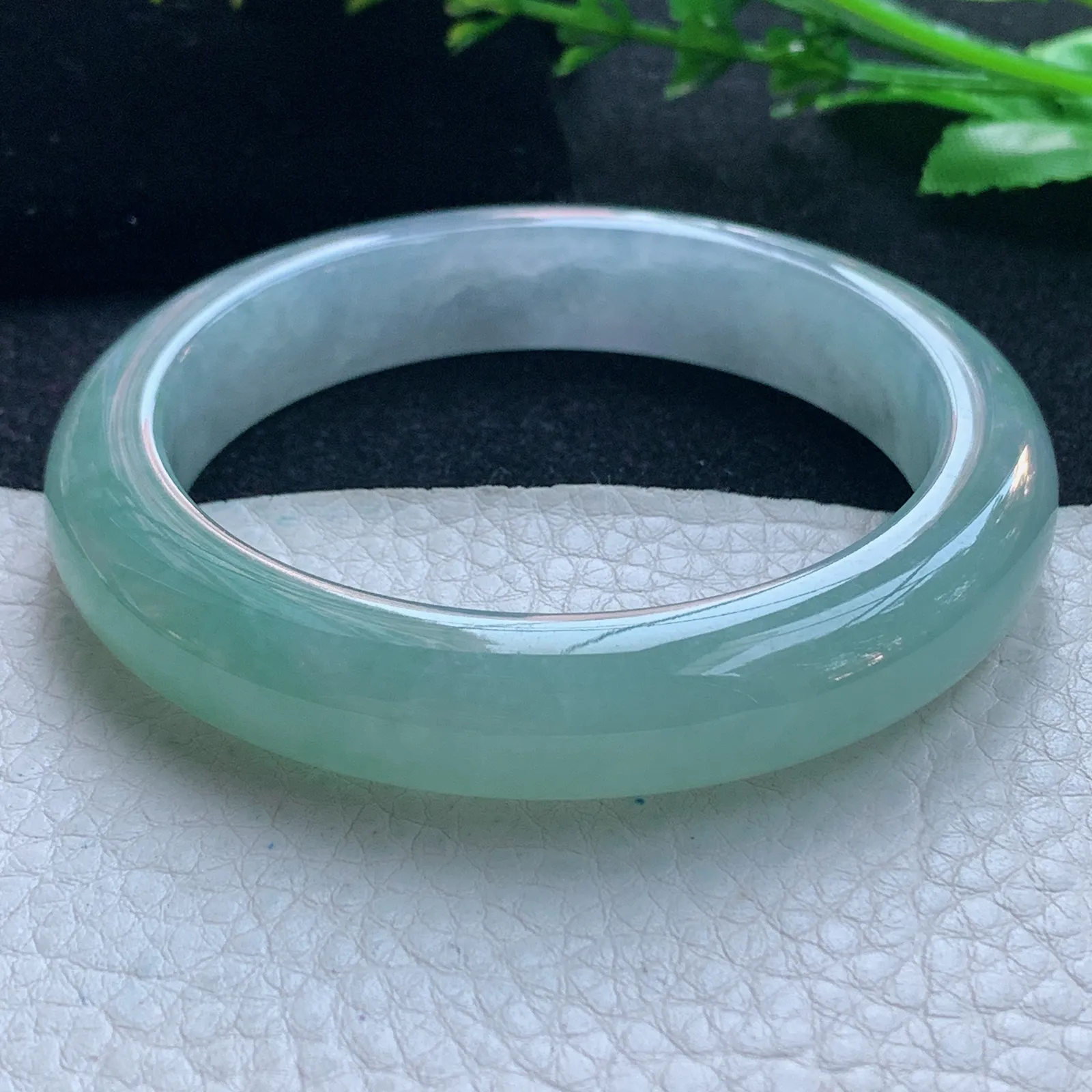 z自然光56*12*9平安镯 缅甸翡翠玉手镯清新厚装宽边玉手环