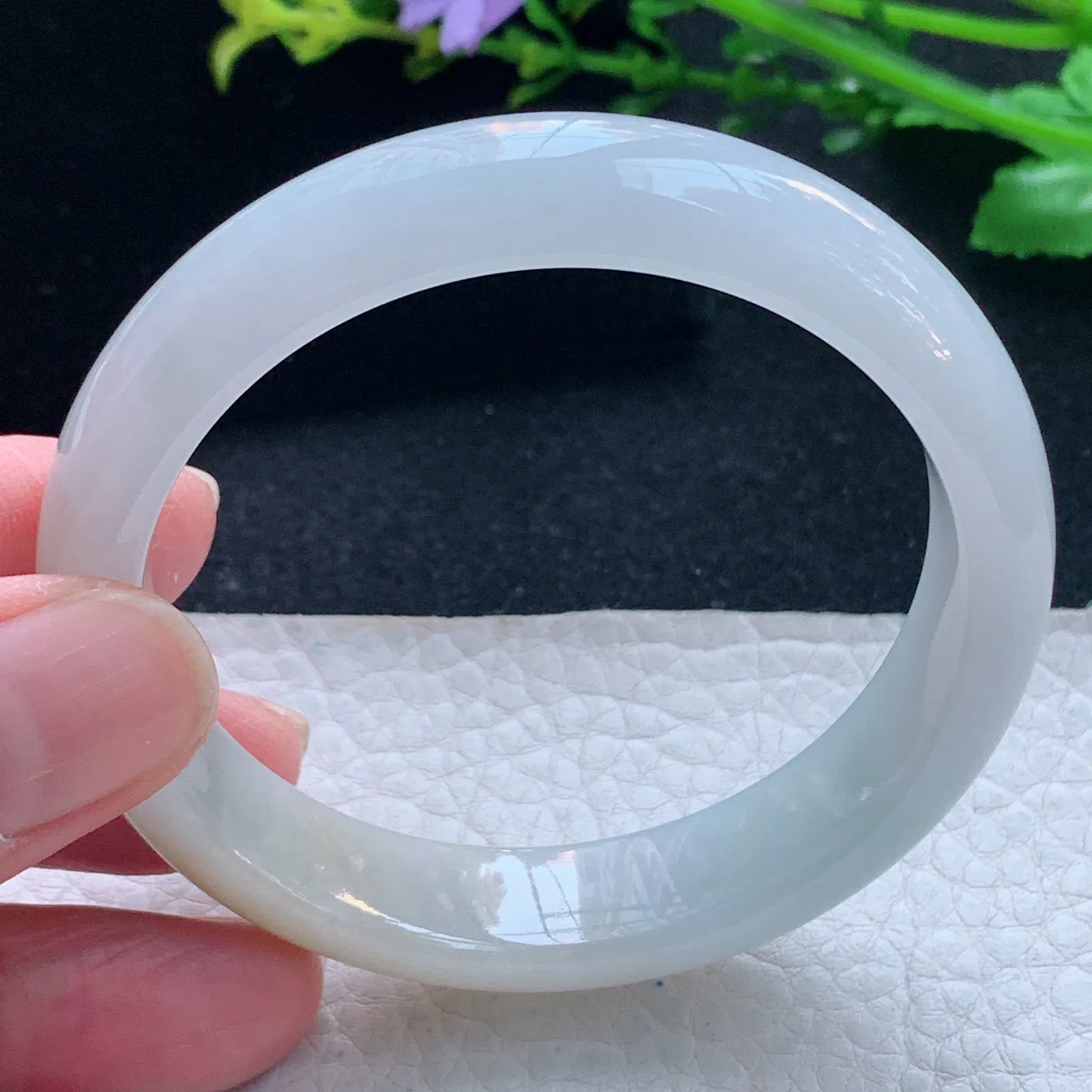 z自然光53*12.3*7.2招财镯 缅甸翡翠玉手镯双彩宽边玉手环 平安镯